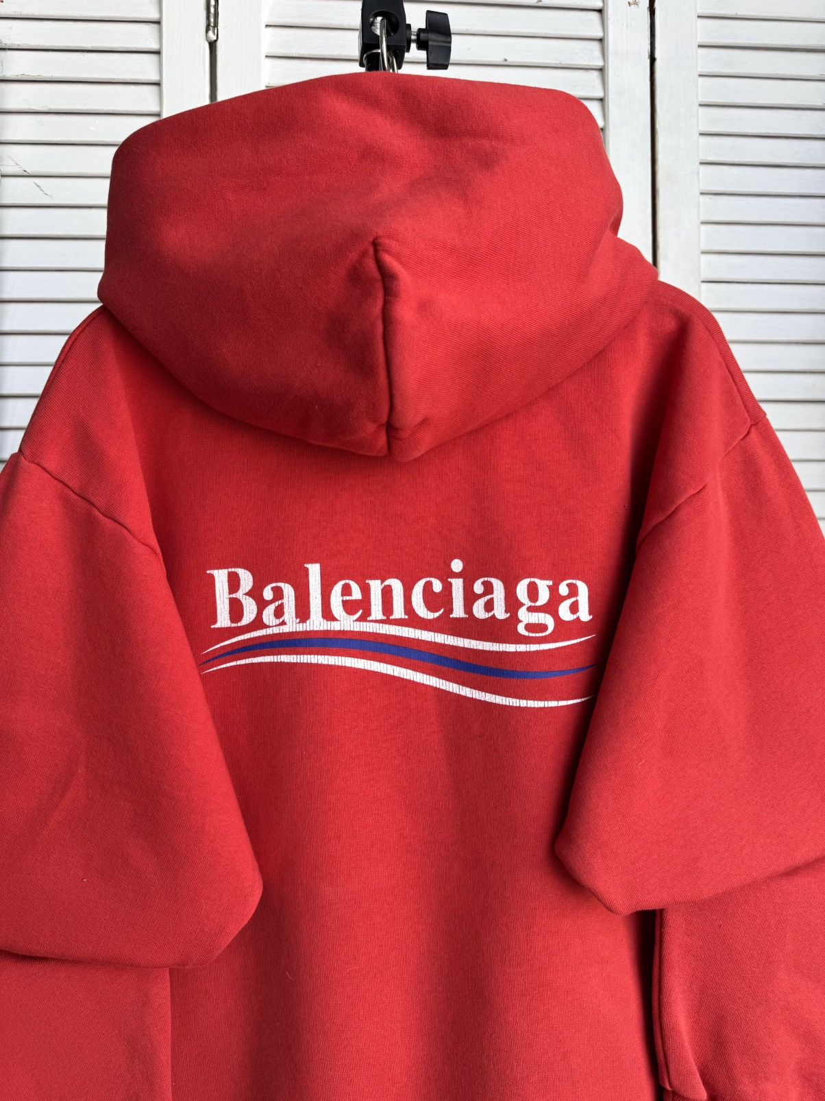Balenciaga Balenciaga Campaign Wave Logo Pullover Hoodie Red Authentic Size US XXS / EU 40 - 9 Thumbnail