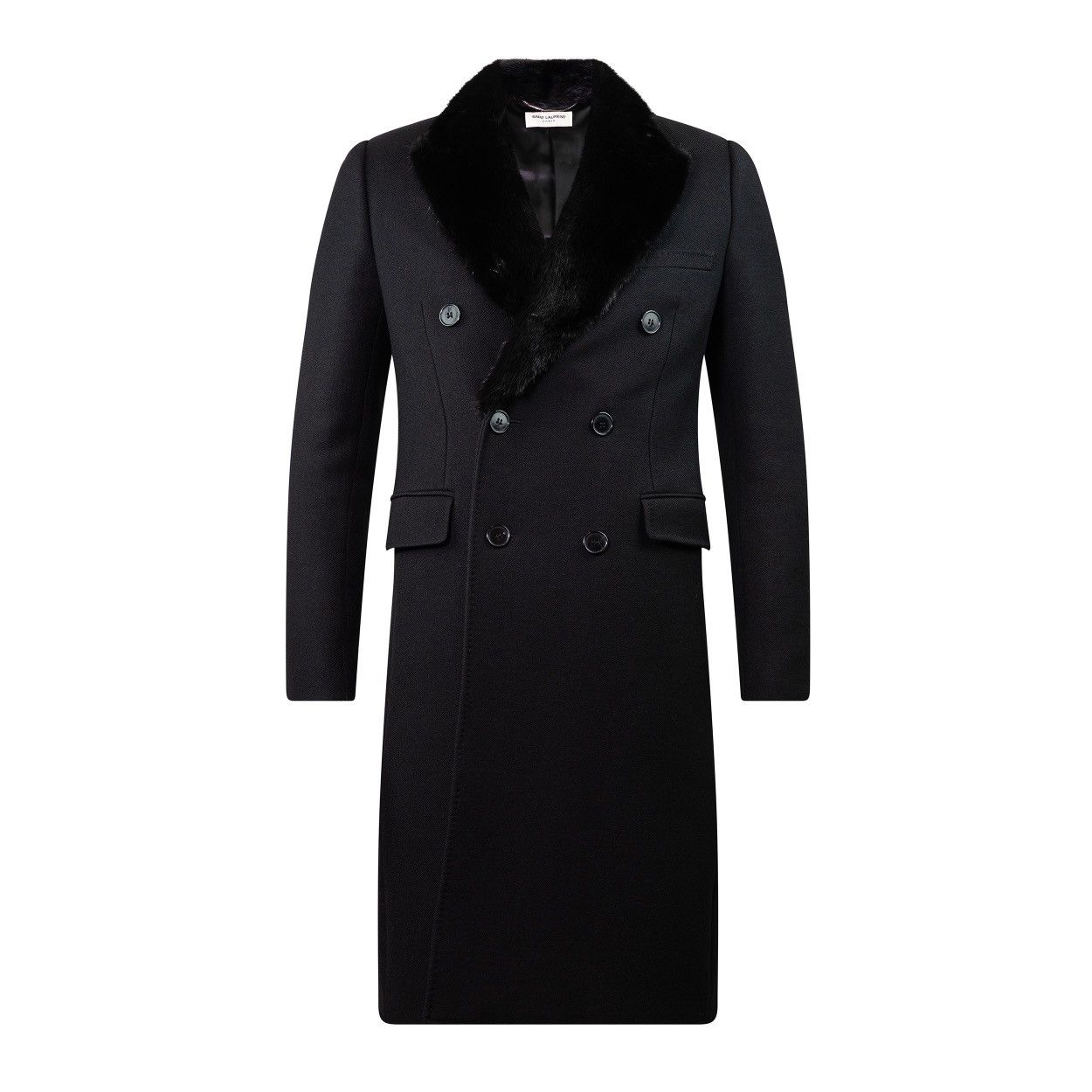 image of Saint Laurent By Hedi Slimane F/w 2015 Runway Coat in Black, Men's (Size Small)
