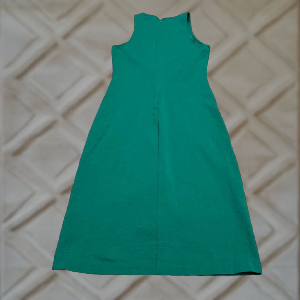 Boden Dress Halter Ruched Jersey Midi A-Line Womens 8 Green Sleeveless