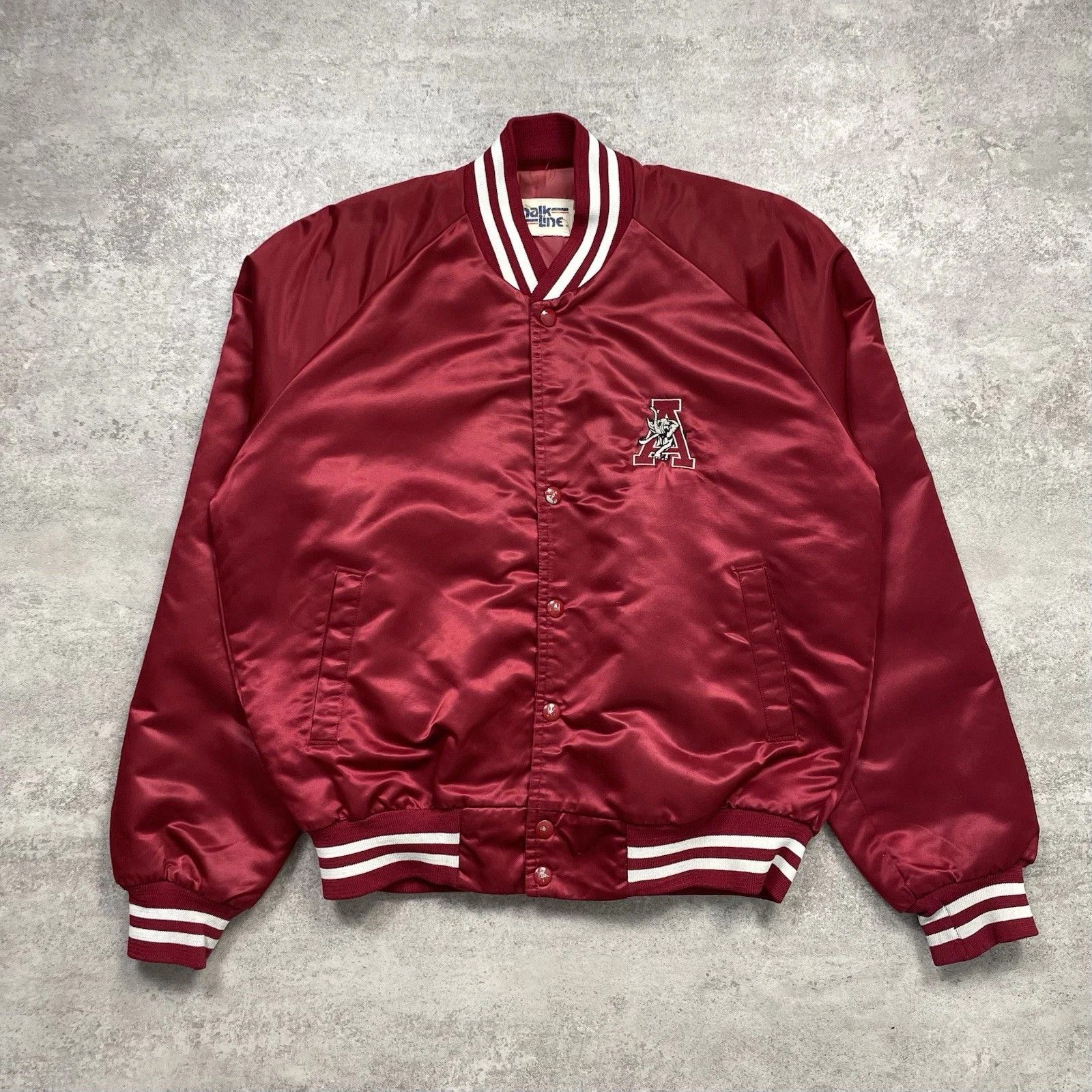 Chalk Line × NCAA × Vintage ALABAMA CRIMSON TIDE CHALK LINE SATIN JACKET SPELL OUT Size US M / EU 48-50 / 2 - 2 Thumbnail