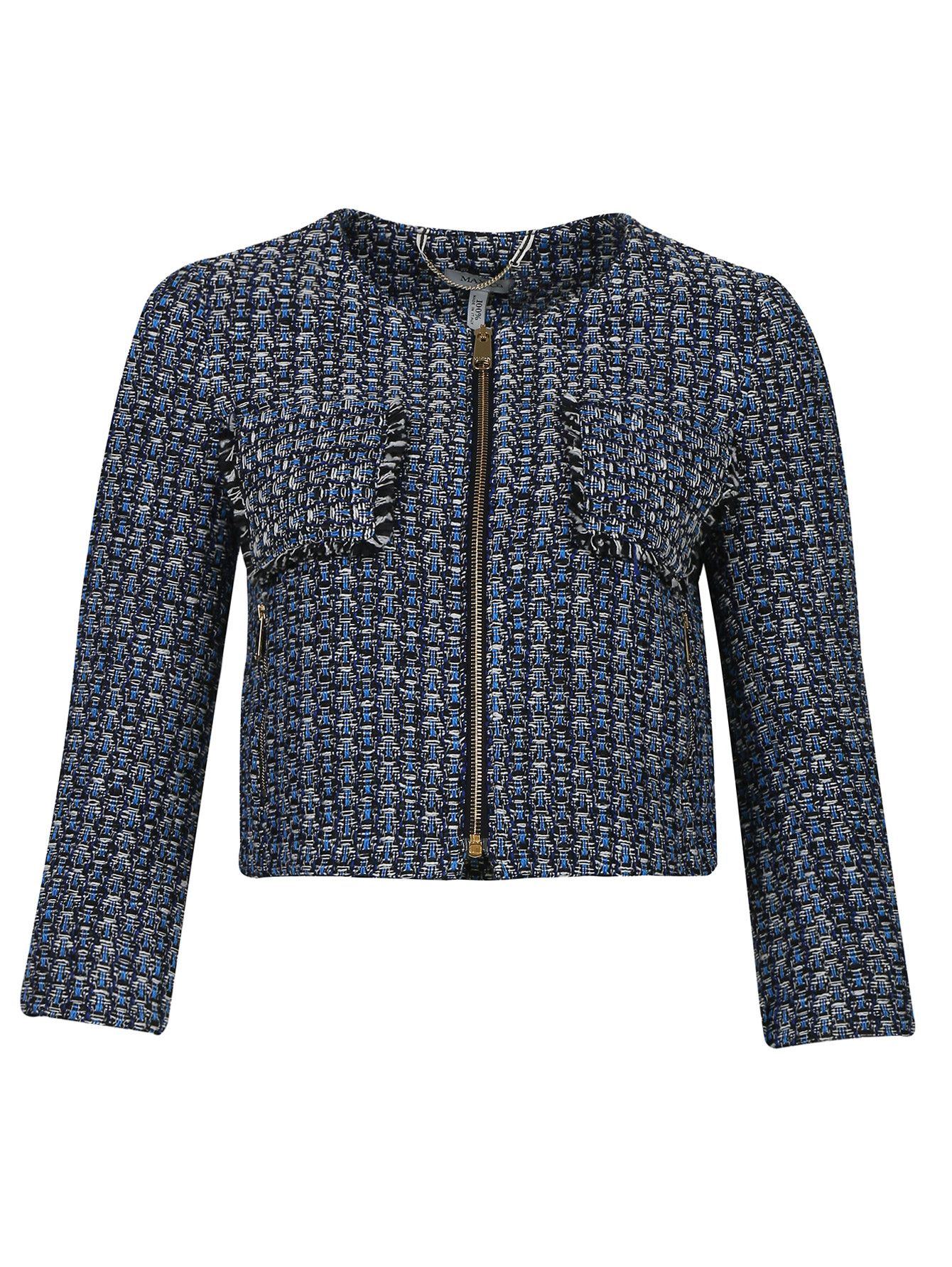 MAX&Co. × Max Mara Max & Co. By Max Mara Full Zip Blue Pattern Short Jacket Size M / US 6-8 / IT 42-44 - 5 Thumbnail