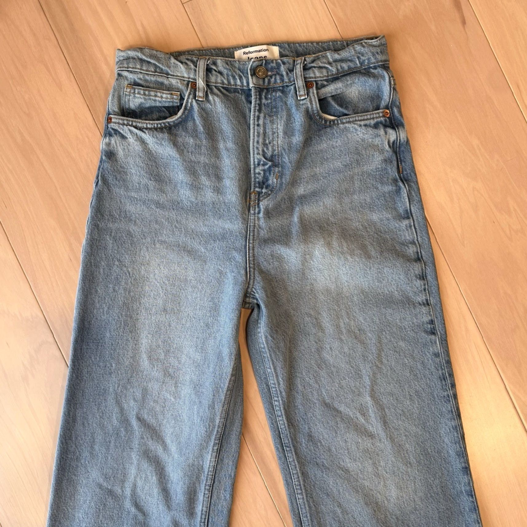 Reformation Reformation Wilder High Rise Wide Leg Cropped Jeans Women's 28 Blue Medium Wash Wide Leg Jeans Women's 28 Blue Medium Wash Size 28" / US 6 / IT 42 - 5 Thumbnail