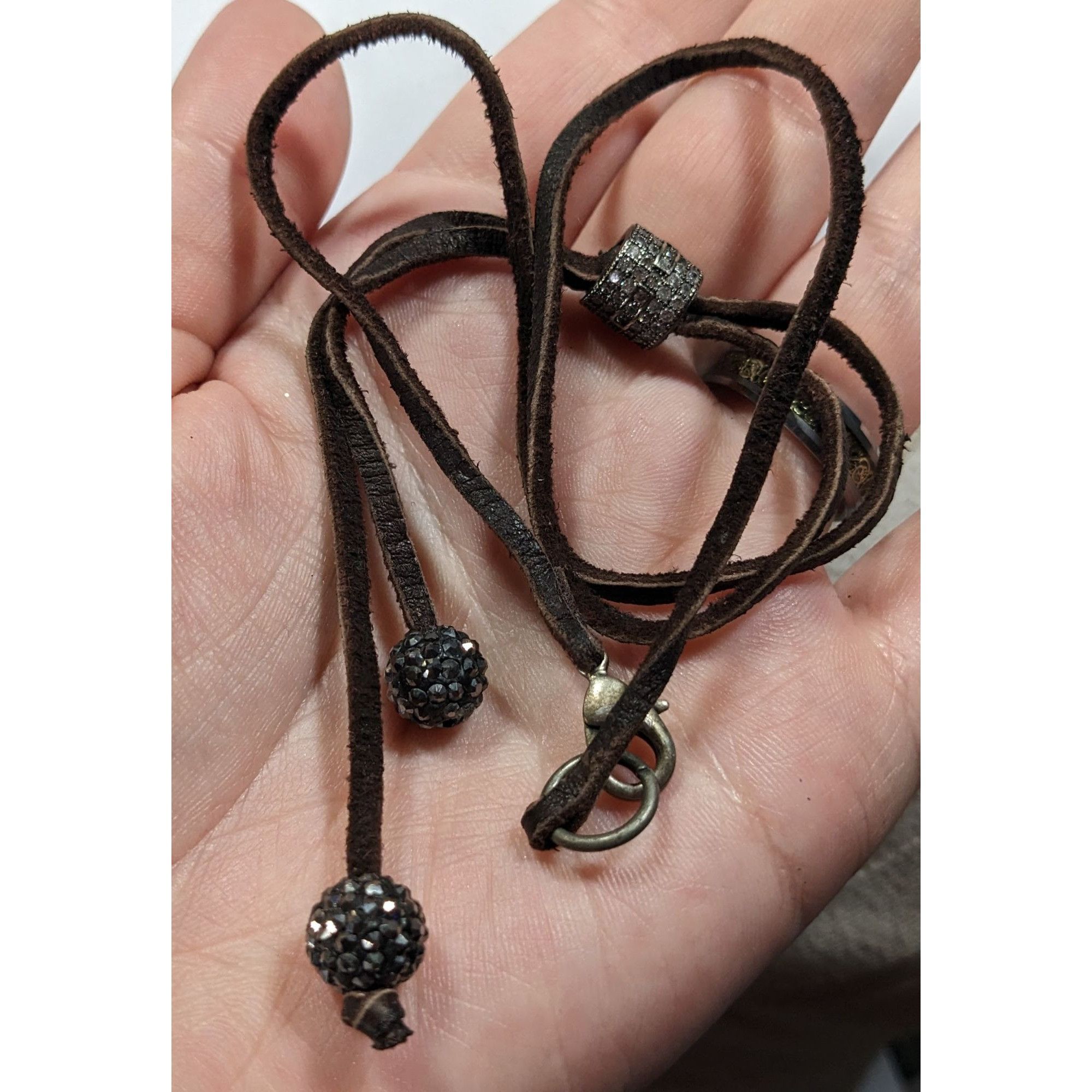 Other Bohemian Glam Brown Suede Lariat Necklace With Rhinestone Ac Size ONE SIZE - 2 Thumbnail
