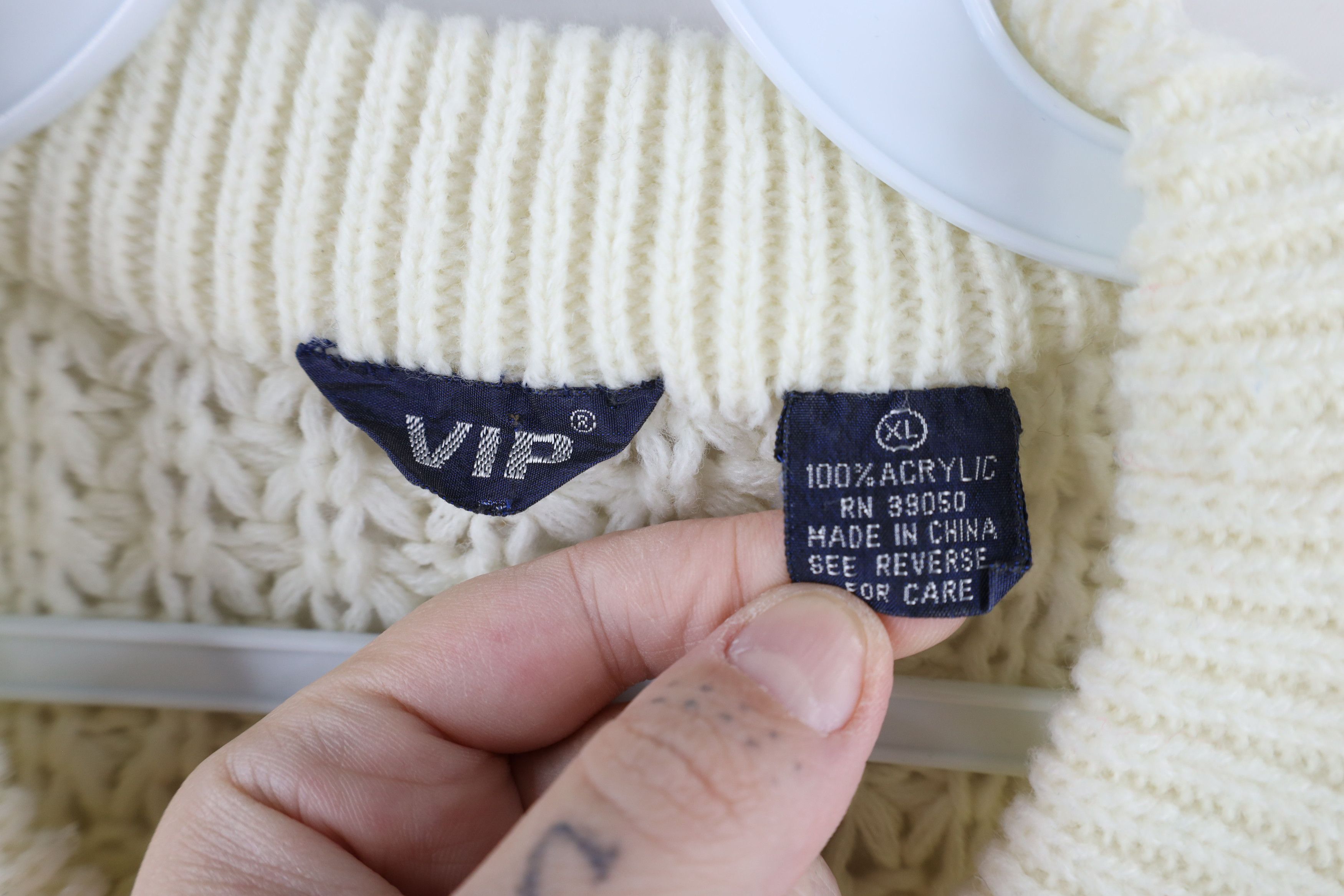 Vintage Vintage 70s Streetwear Knit Fisherman Sweater Cream Acrylic Size US XL / EU 56 / 4 - 4 Thumbnail