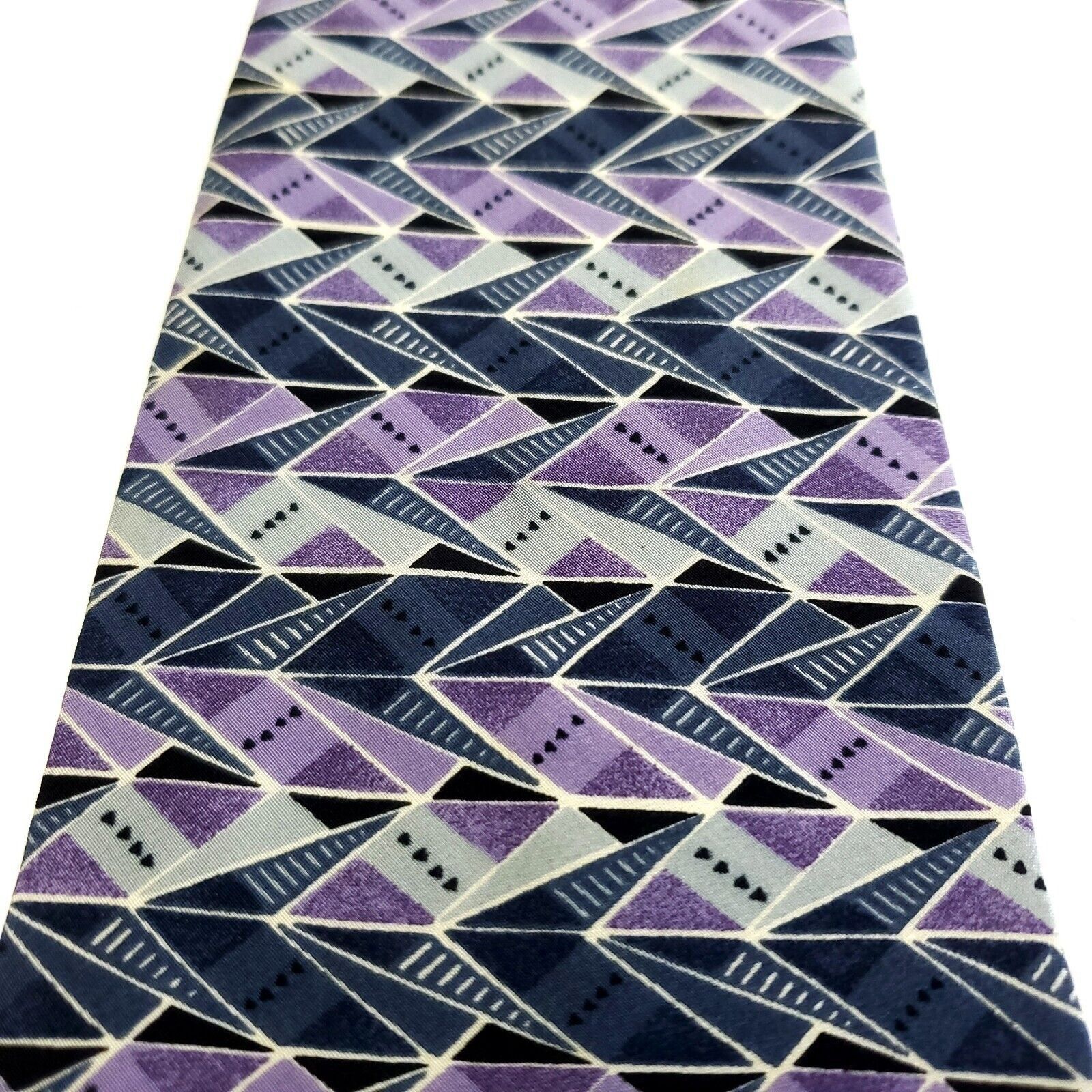 Vintage Zylos George Machado Gray Purple Abstract Short Wide Silk Ti Size ONE SIZE - 2 Thumbnail