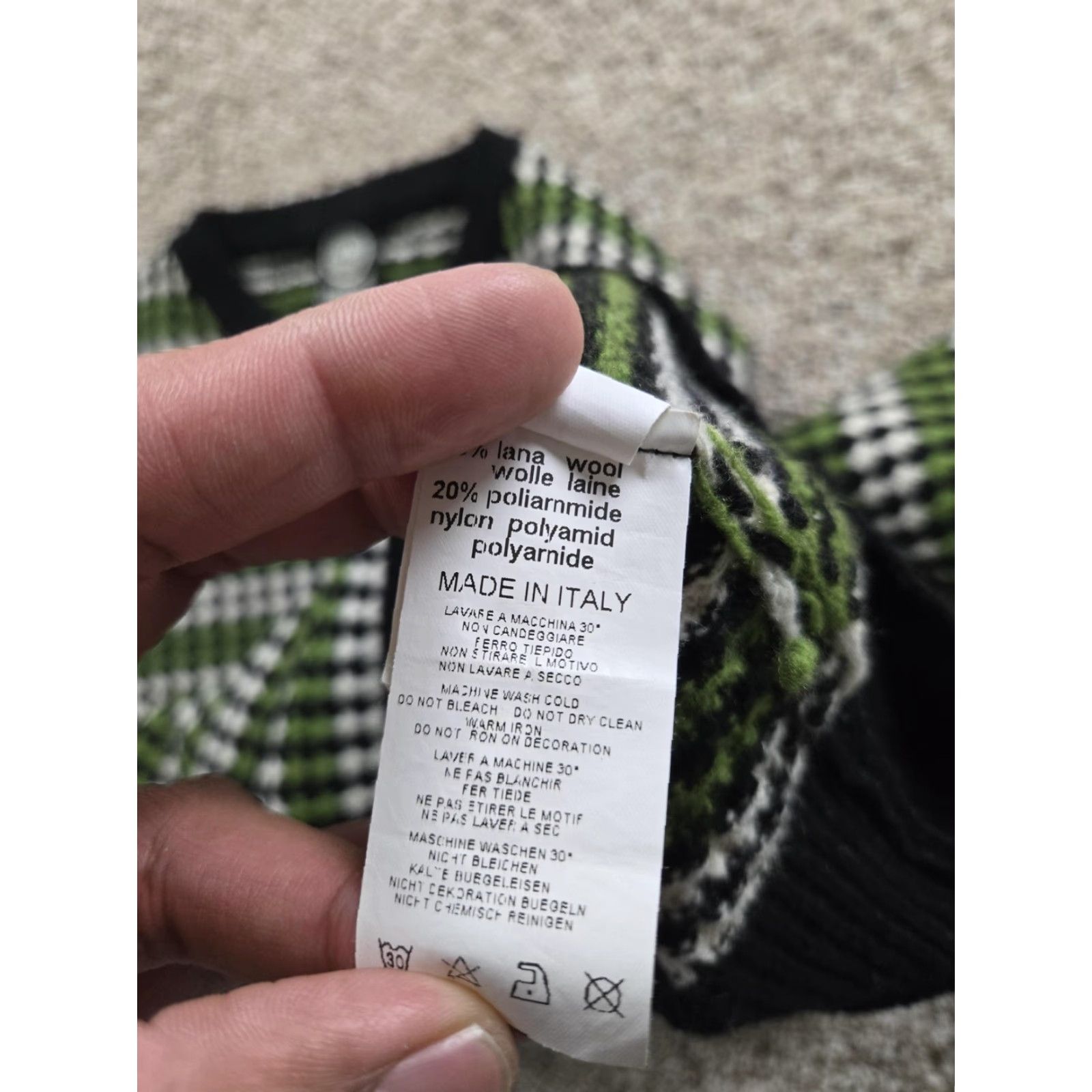 Franklin & Marshall Franklin Marshall Sweater Mens Large Green Black Wool V Neck Knit Made In Italy Size US L / EU 52-54 / 3 - 7 Thumbnail