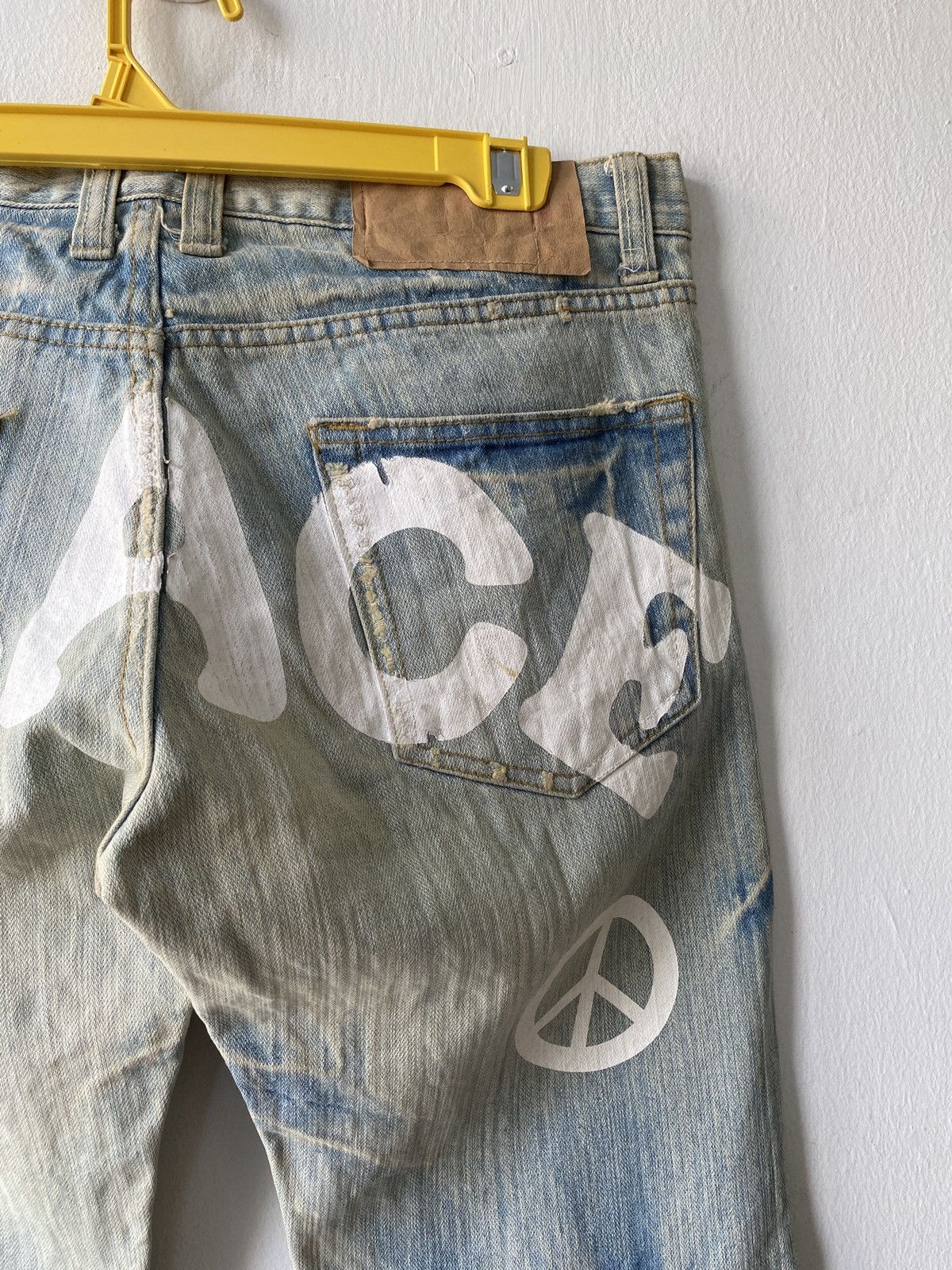 If Six Was Nine × Japanese Brand Japanese Brand Peace Design Rusty Distressed Denim Size US 33 - 13 Thumbnail