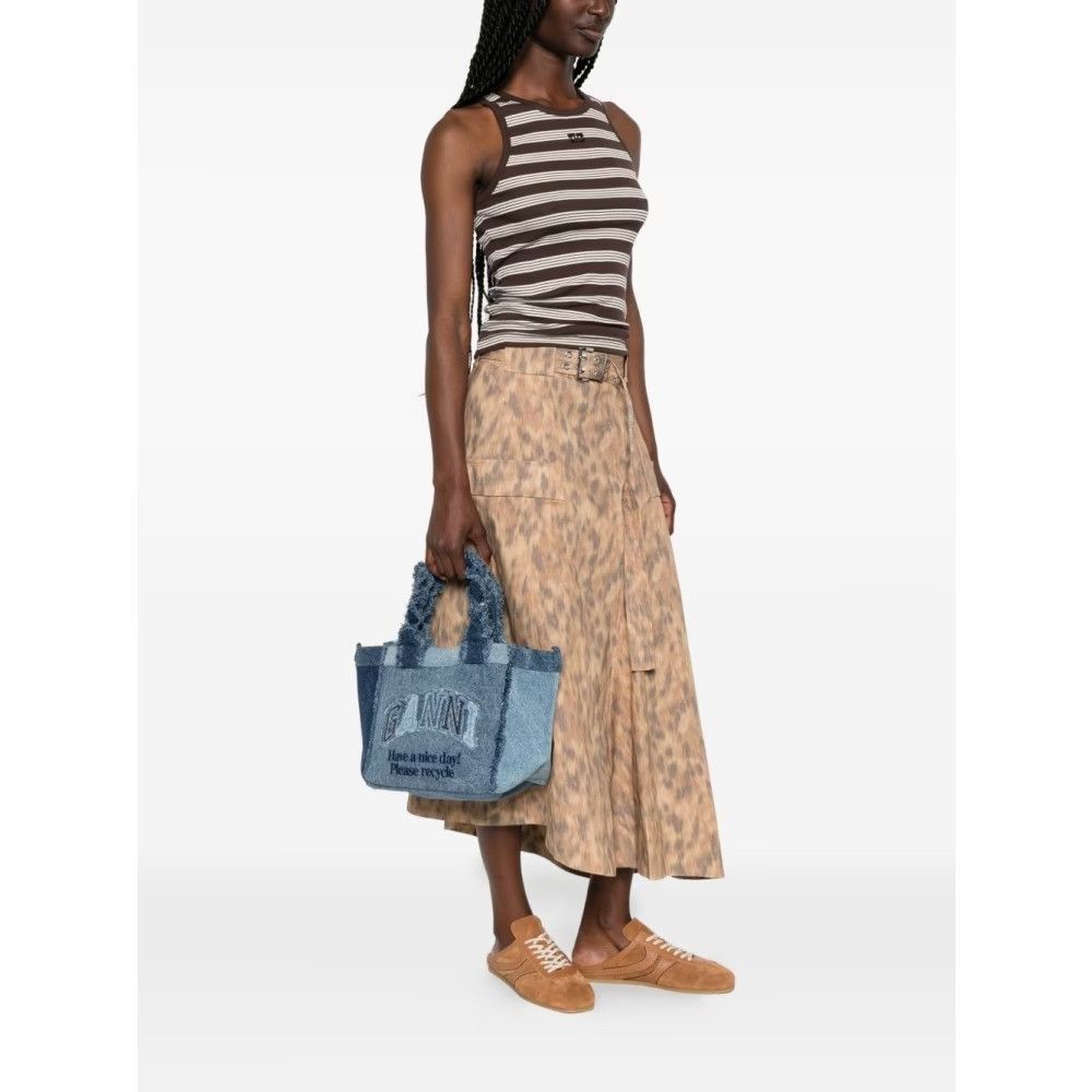 Ganni os11x0526 Size: OS / Trapeze Denim Shopper Bag in Blue Size ONE SIZE - 3 Thumbnail
