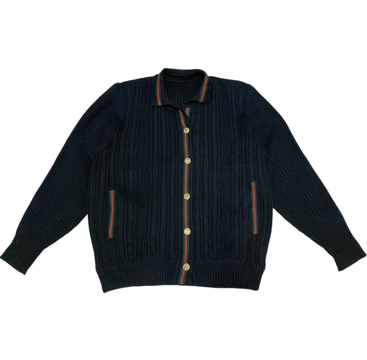 Japanese Brand Unbrand “Gucci” Colourway Button Up Cable Knit (C4) Size US M / EU 48-50 / 2 - 2 Thumbnail