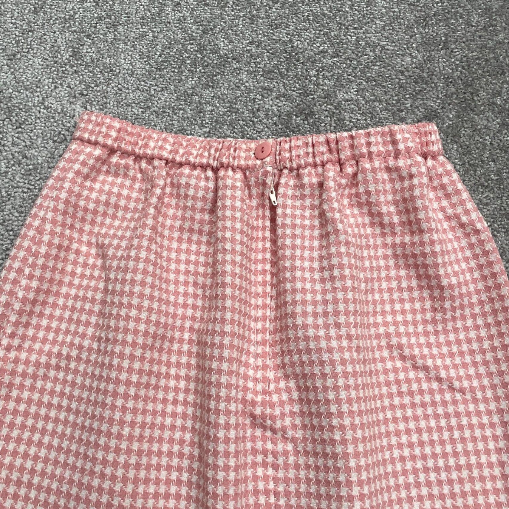 Vintage Unbranded Midi Straight Skirt Women 8 Pink White Check Houndstooth Elastic 24x24 Size 30" / US 8 / IT 44 - 3 Thumbnail