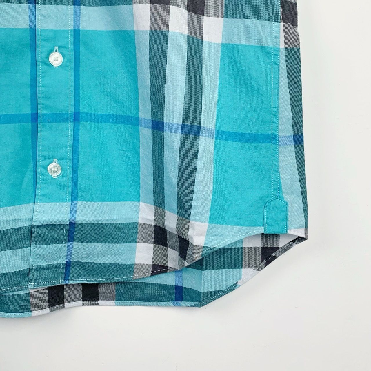 Burberry [Burberry] Blue Checkered Button-Down Short-Sleeve Shirt XS Size XS / US 0-2 / IT 36-38 - 4 Thumbnail
