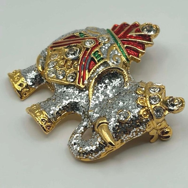 Other Gold Crystal Elephant Brooch Pin Size ONE SIZE - 3 Thumbnail