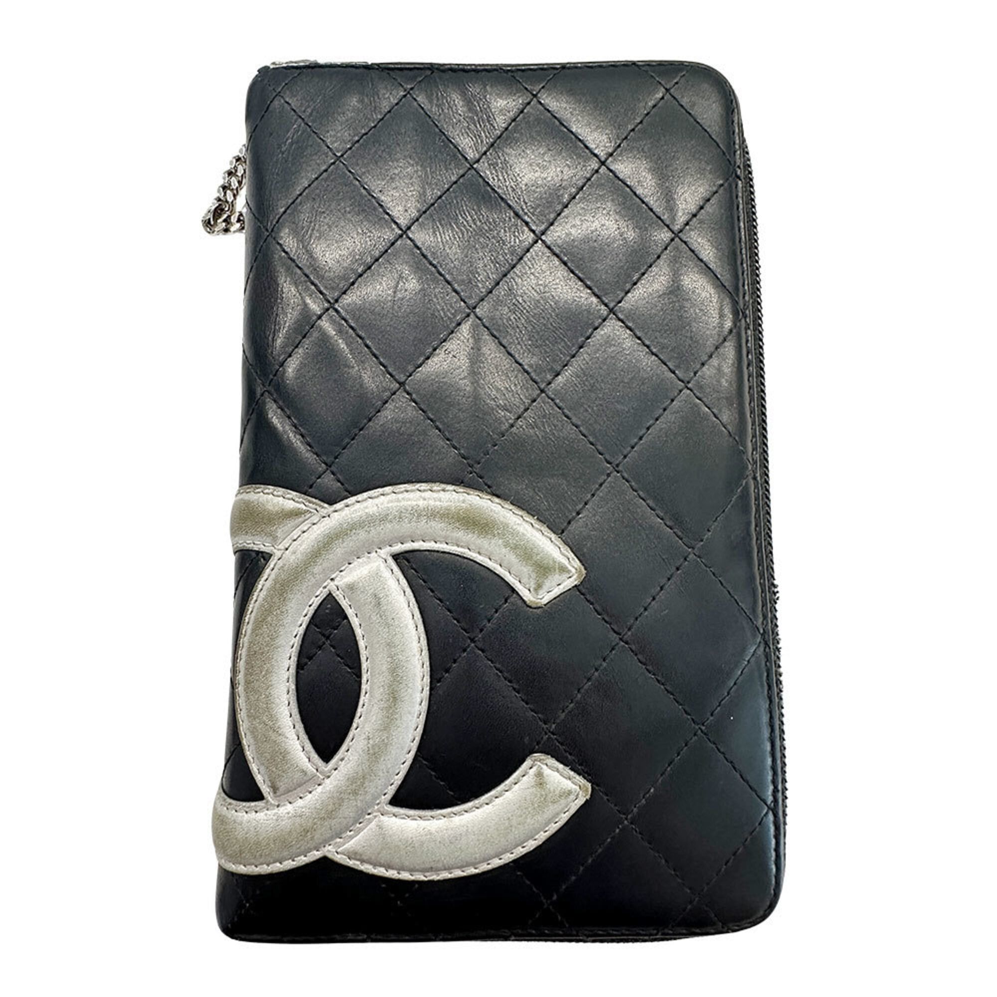 Chanel Chanel Cambon Women's Long Wallet, Lambskin, Black, Silver Size ONE SIZE - 1 Thumbnail