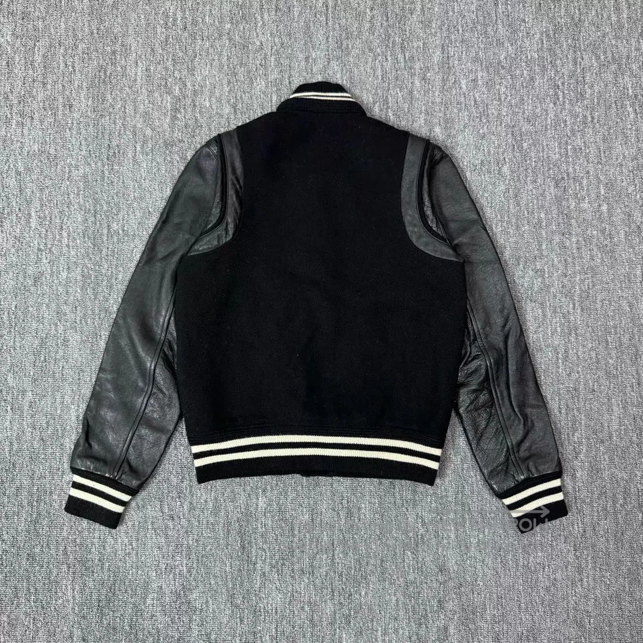 Saint Laurent Paris Saint Laurent Black Leather Sleeve Baseball Jacket. Size US M / EU 48-50 / 2 - 2 Thumbnail