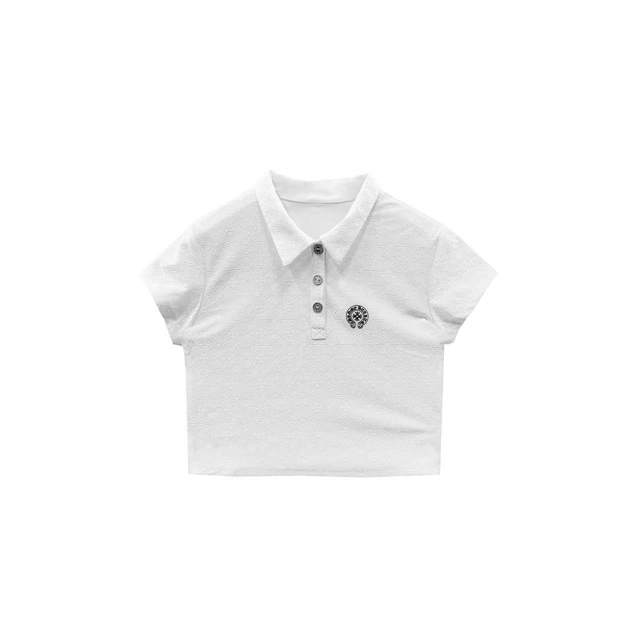 Chrome Hearts White Monogram Cross Logo Short Sleeve Polo