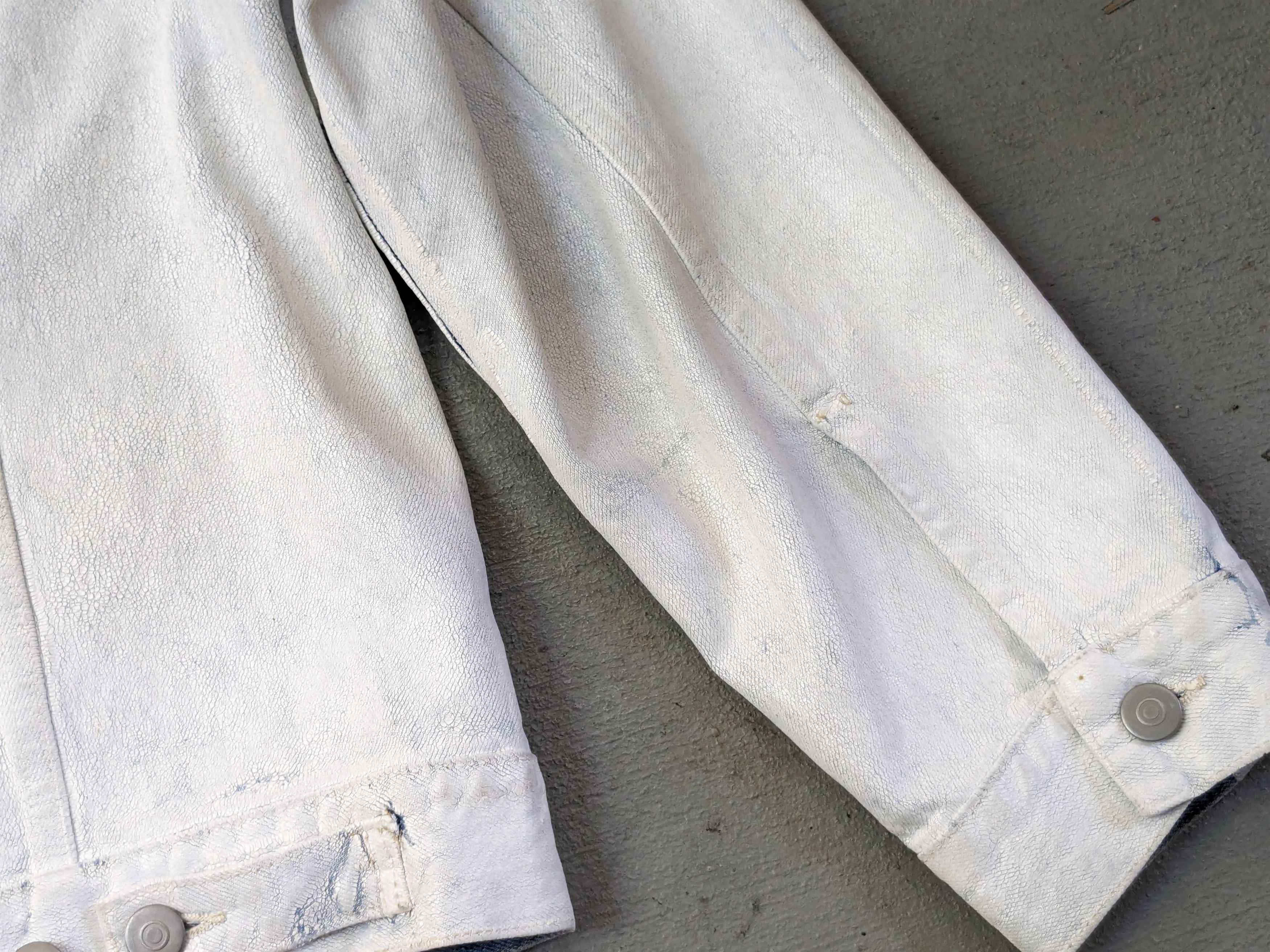 Maison Margiela Maison Margiela Denim Jacket White Paint Blue 46 Collarless Size US M / EU 48-50 / 2 - 14 Thumbnail