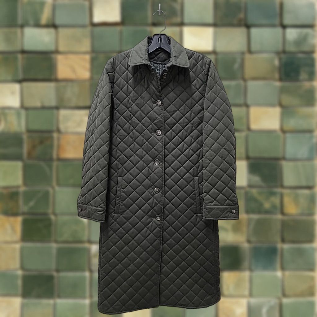 Ralph Lauren VINTAGE Ralph Lauren Black Label LONG Quilted Coat Jacket Green Sz Medium Woman Jacket Size M / US 6-8 / IT 42-44 - 1 Thumbnail