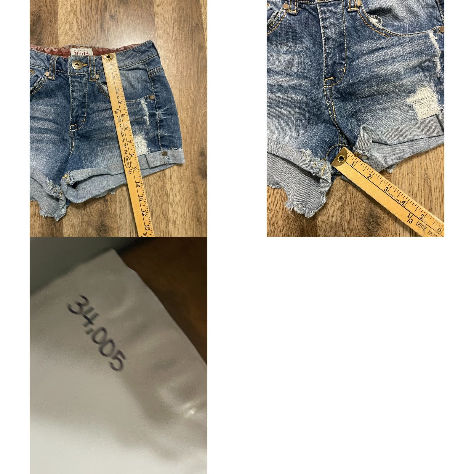 Vintage Mudd Shorts Juniors Size 3 Blue Denim Cut Off Distressed Pockets cuffed Size 26" / US 2 / IT 38 - 8 Thumbnail