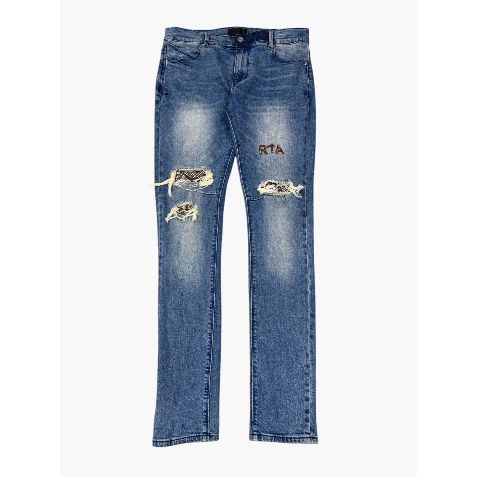 Rta RTA Snakeskin Light Wash Jeans Size US 31 - 1 Thumbnail