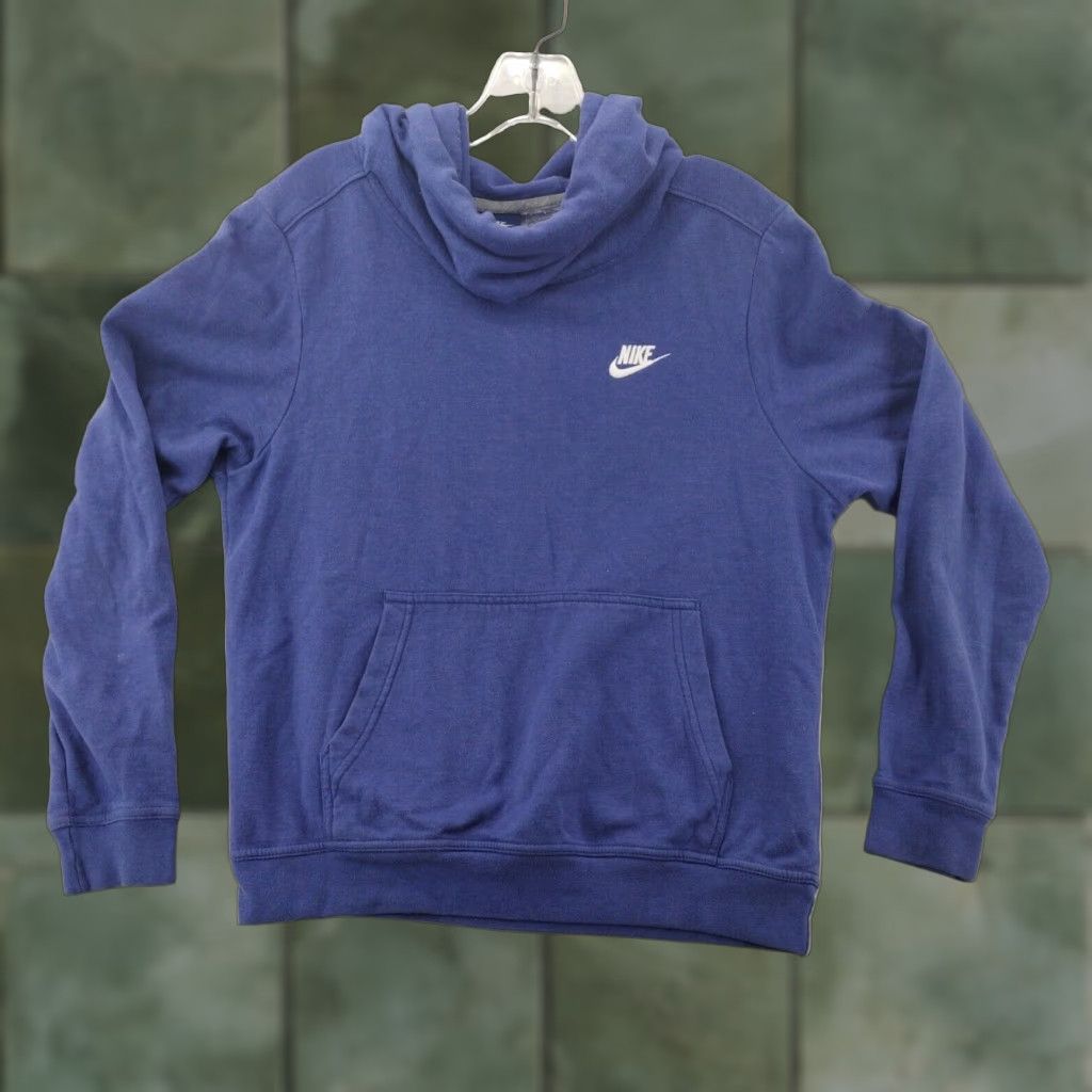 VINTAGE Nike Sweatshirt Mens Small Black Mini Swoosh 90s Hooded