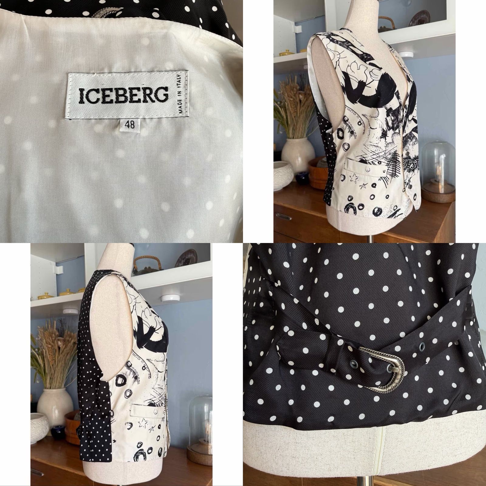 Vintage VINTAGE Iceberg Sylvester Cat Vest Warner Bros Silk Blend White Black M Size US M / EU 48-50 / 2 - 8 Thumbnail