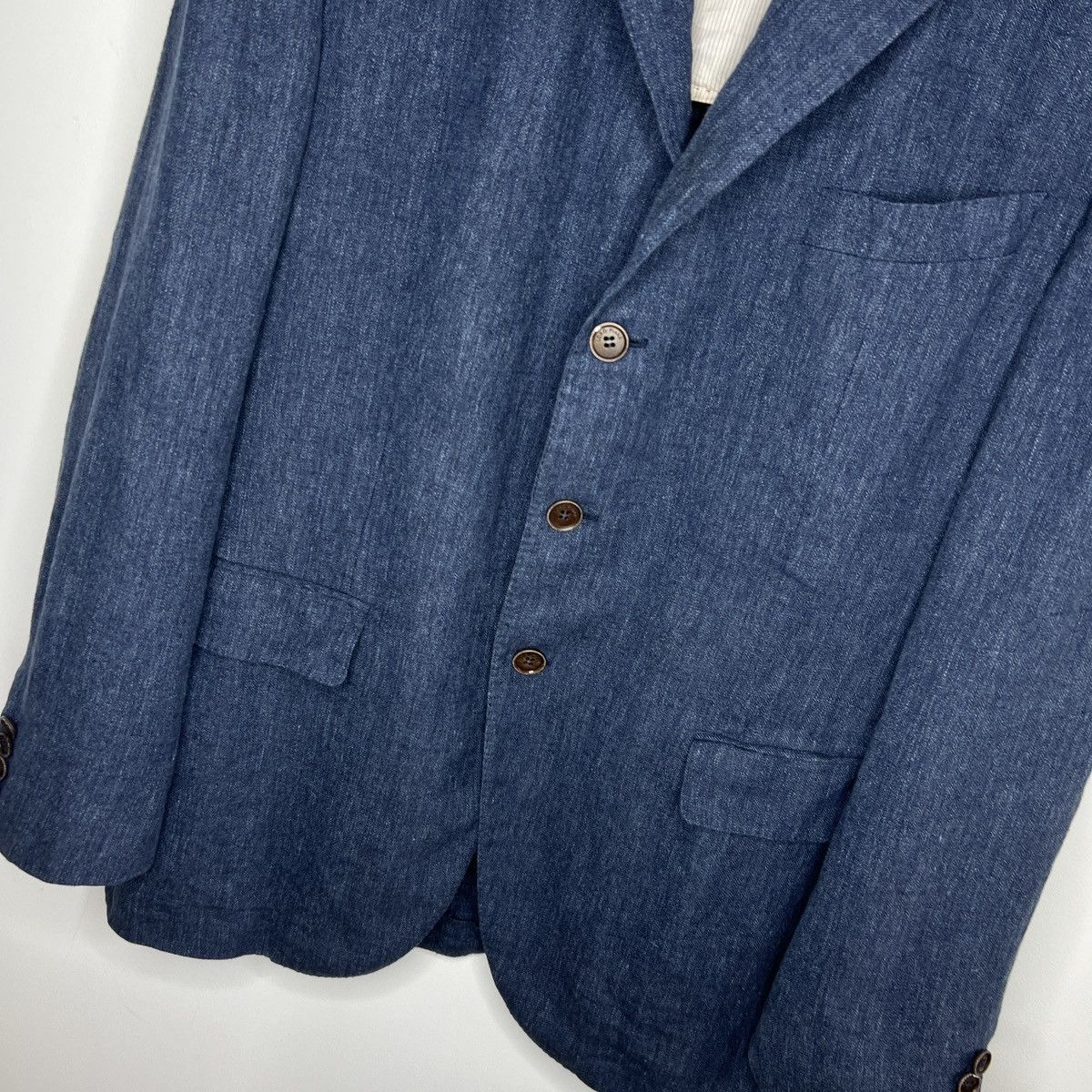 Loro Piana Men's Loro Piana Blazer 54IT 42US/UK Linen Silk Navy Blue Size 42R - 6 Thumbnail