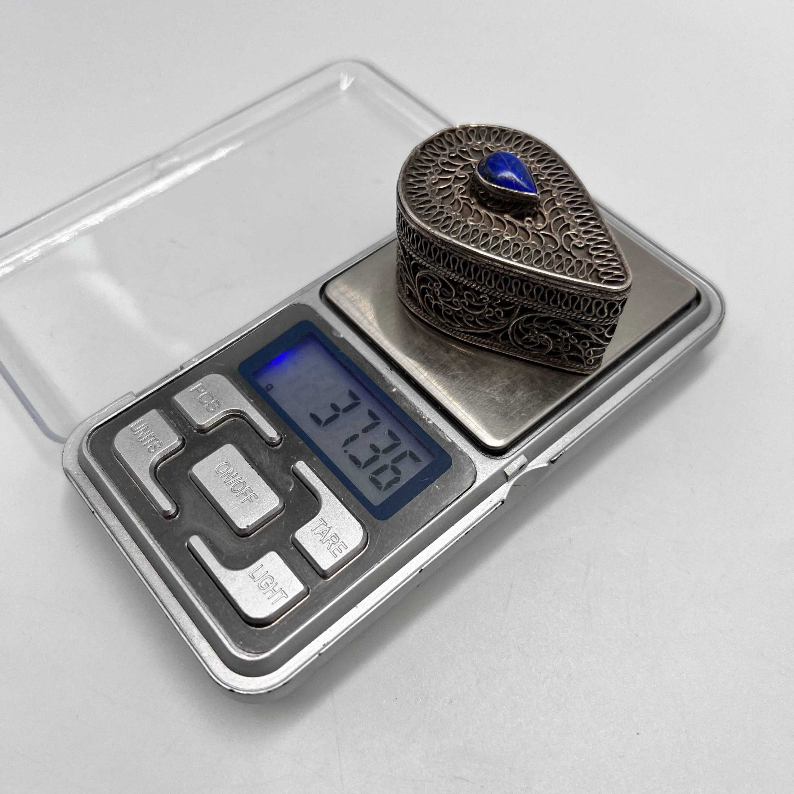 Vintage Antique 925 Silver Filigree Pill Box Lapis Lazuli Vintage Size ONE SIZE - 6 Thumbnail