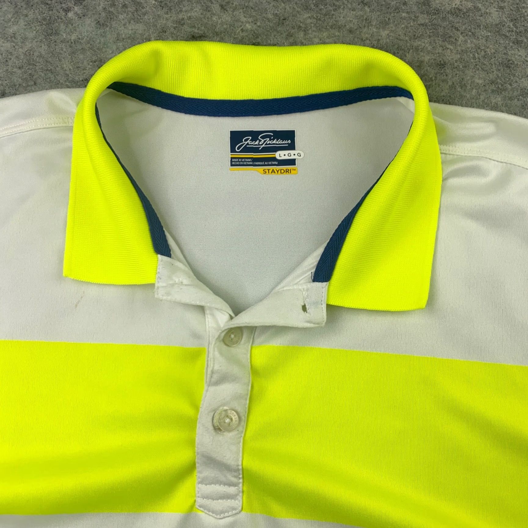Vintage Jack Nicklaus Polo Shirt Mens Large Yellow Striped Golf StayDri Short Sleeve Size US L / EU 52-54 / 3 - 4 Thumbnail