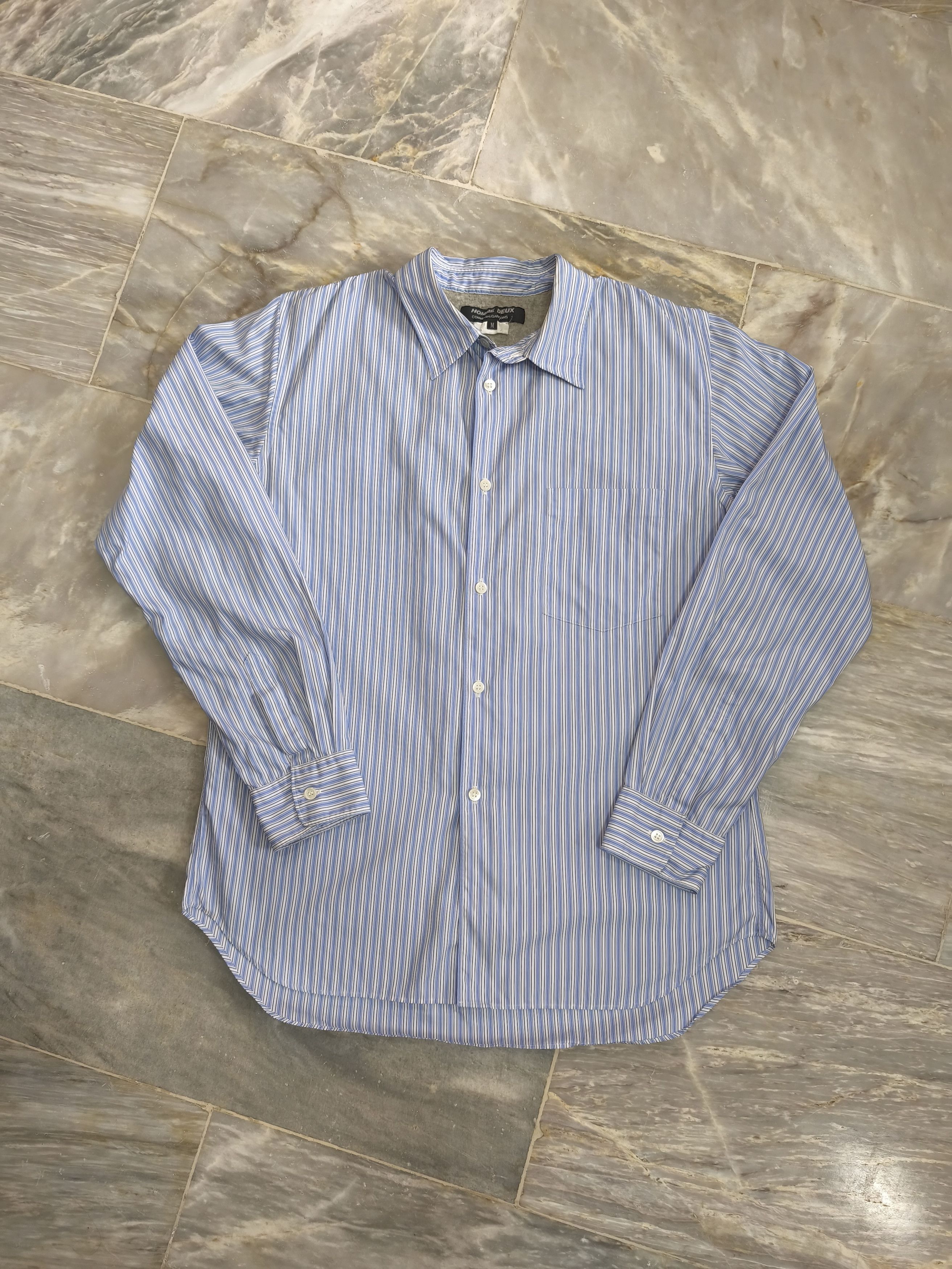 Comme des Garcons Homme Deux CDG Homme Deux Stripe Long Sleeve Polo - AD2014 Size US M / EU 48-50 / 2 - 1 Thumbnail