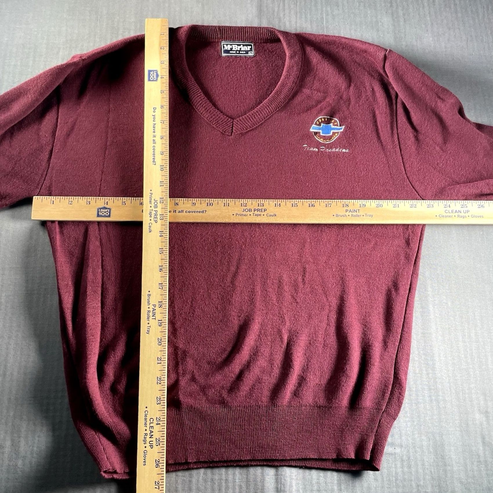 Vintage VINTAGE McBriar Chevrolet Sweater Mens Large Red Team Pasadena Pullover V-Neck Knit Acrylic 90s Mens Size US L / EU 52-54 / 3 - 7 Thumbnail