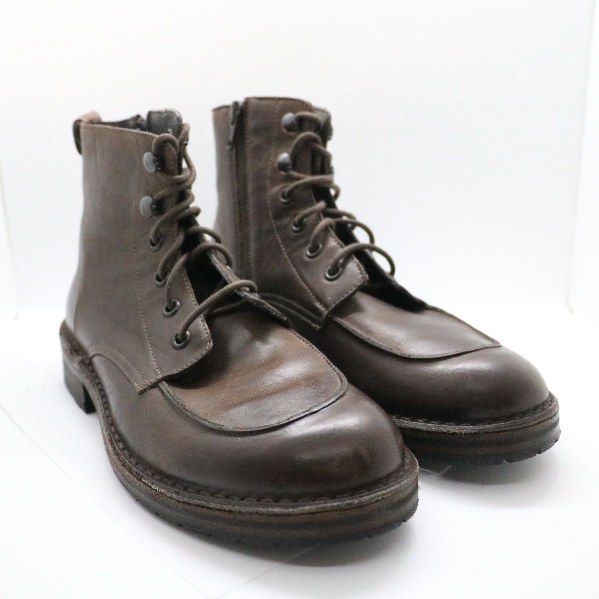 Other Boemos Italy Brown Leather Boots Lace Zip Up US6.5 EU37 Size US 7 / IT 37 - 1 Thumbnail