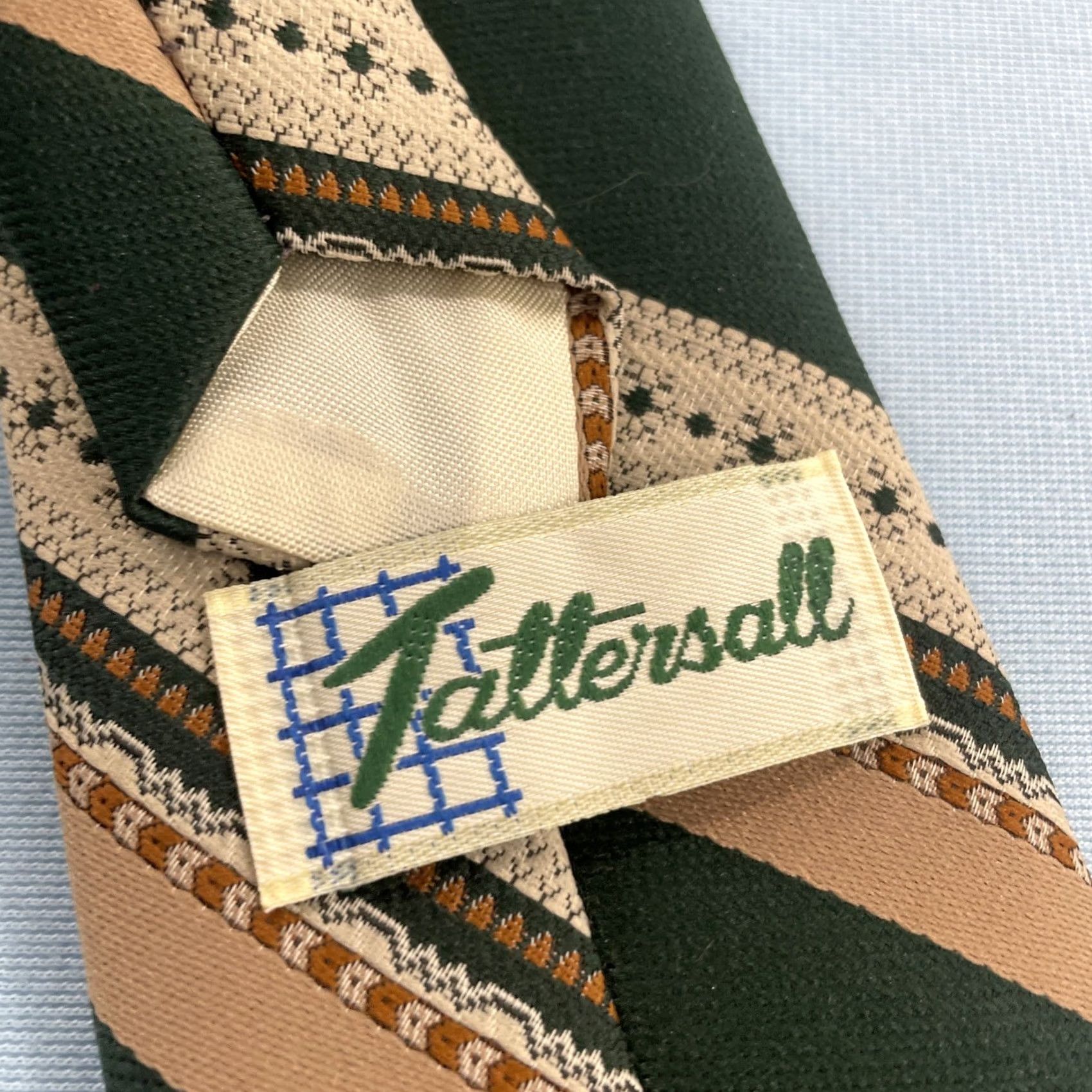 Vintage VINTAGE Tattersall Repp Tie Woven Textured Green Brown Western Necktie 3x57 Men Tie 57"-60" Size ONE SIZE - 5 Thumbnail