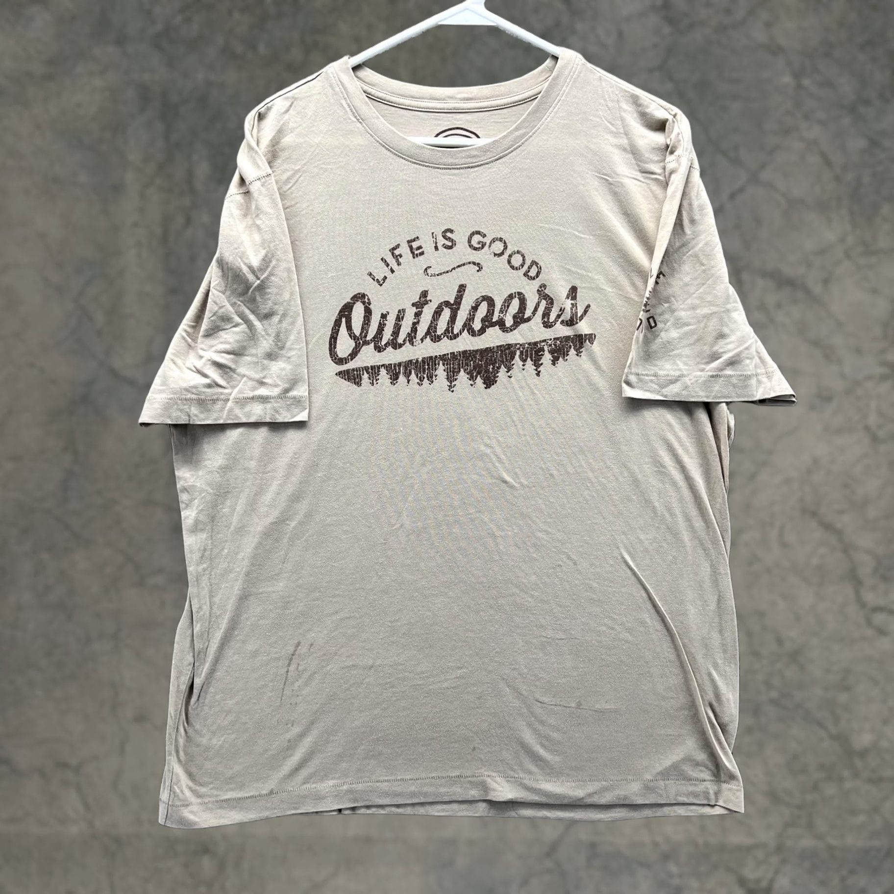 Life is Good Life is Good Outdoors Shirt Mens Large Beige Graphic Tee Hiking Camping Nature Shirt Size US L / EU 52-54 / 3 - 1 Thumbnail