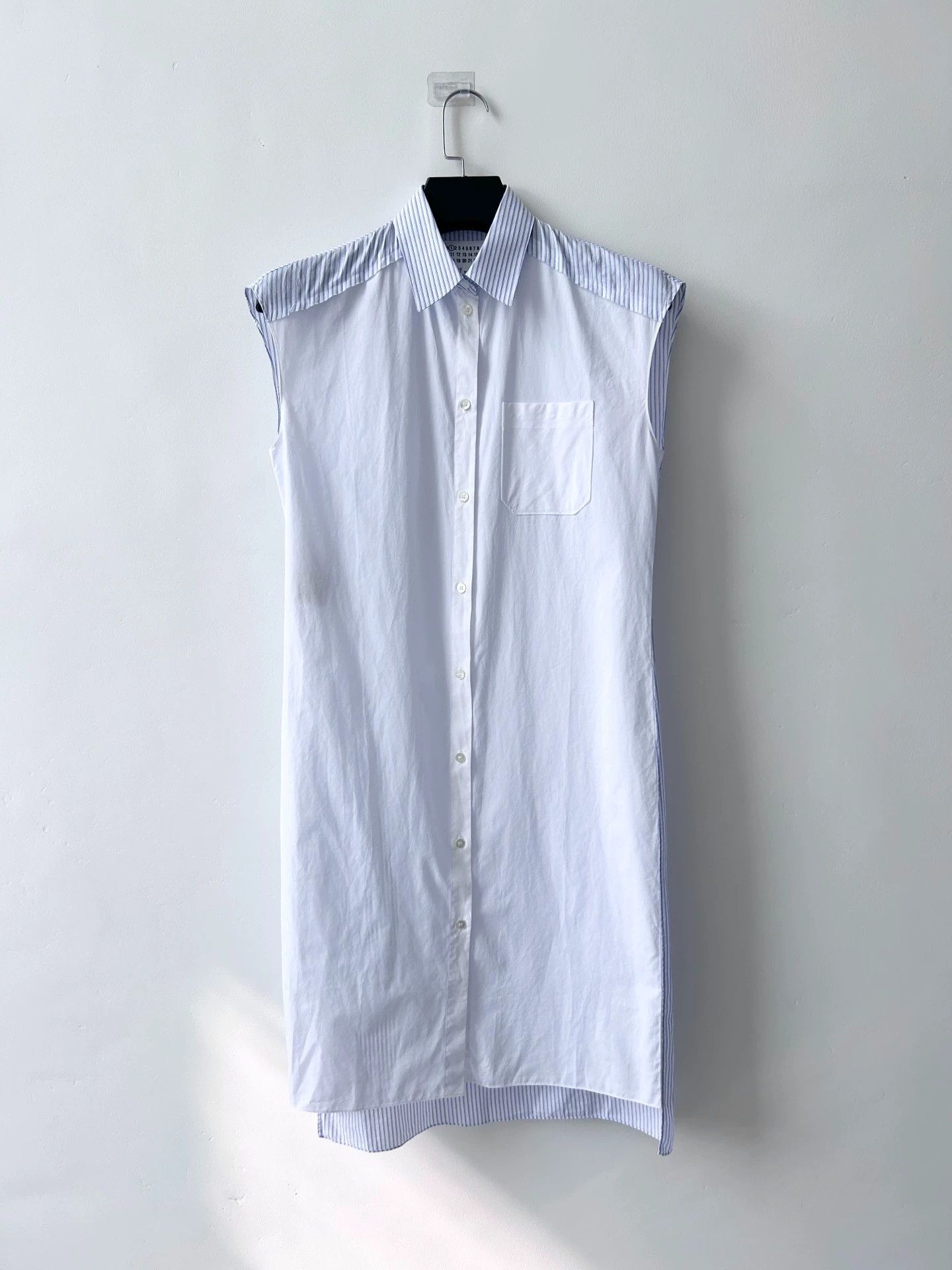 Maison Margiela Maison Margiela SS17 Long Vest Shirt Blue White Stripe 40 Size S / US 4 / IT 40 - 1 Thumbnail