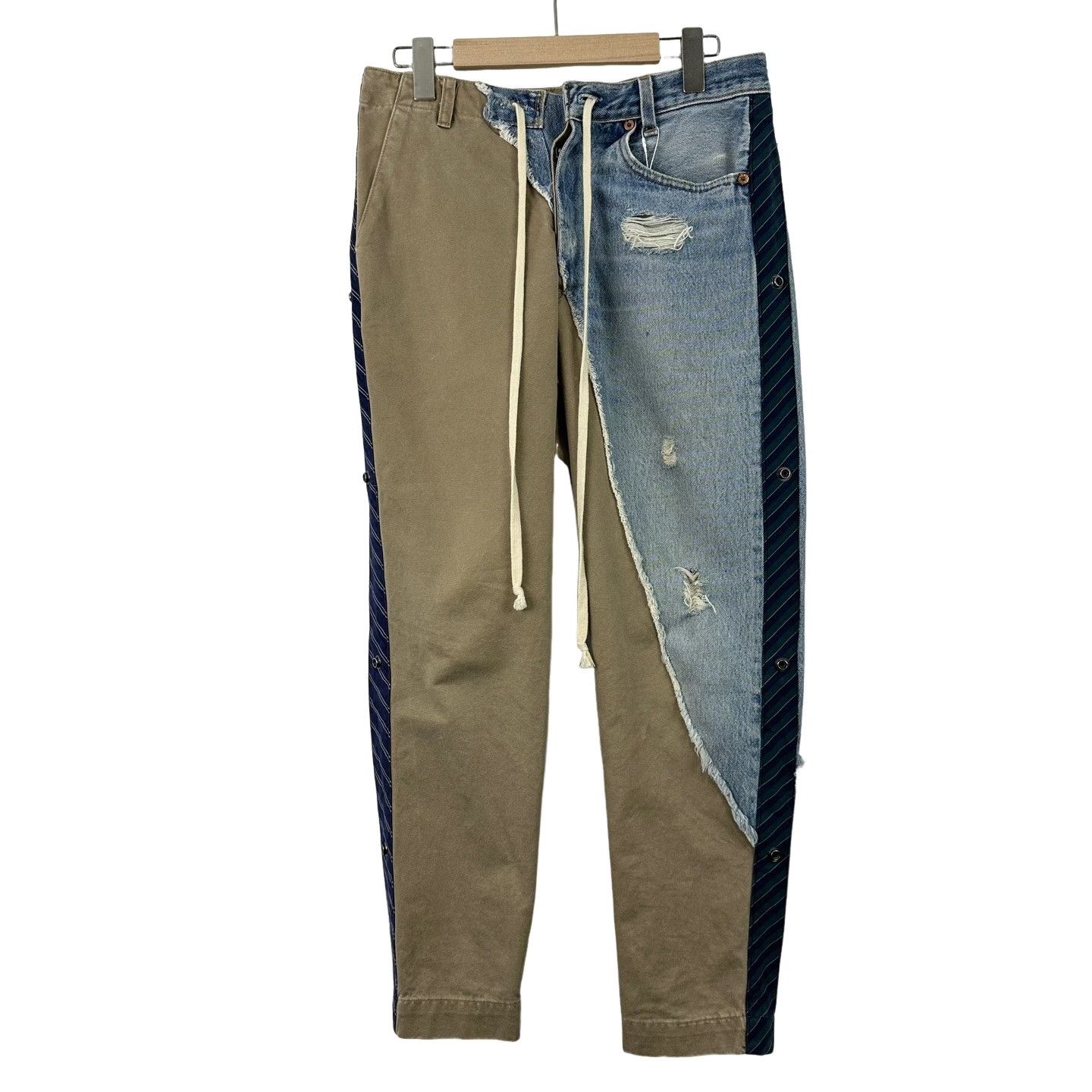 Greg Lauren Greg Lauren Khaki Denim Prep Stripe Pants 0 Size US 30 / EU 46 - 1 Thumbnail