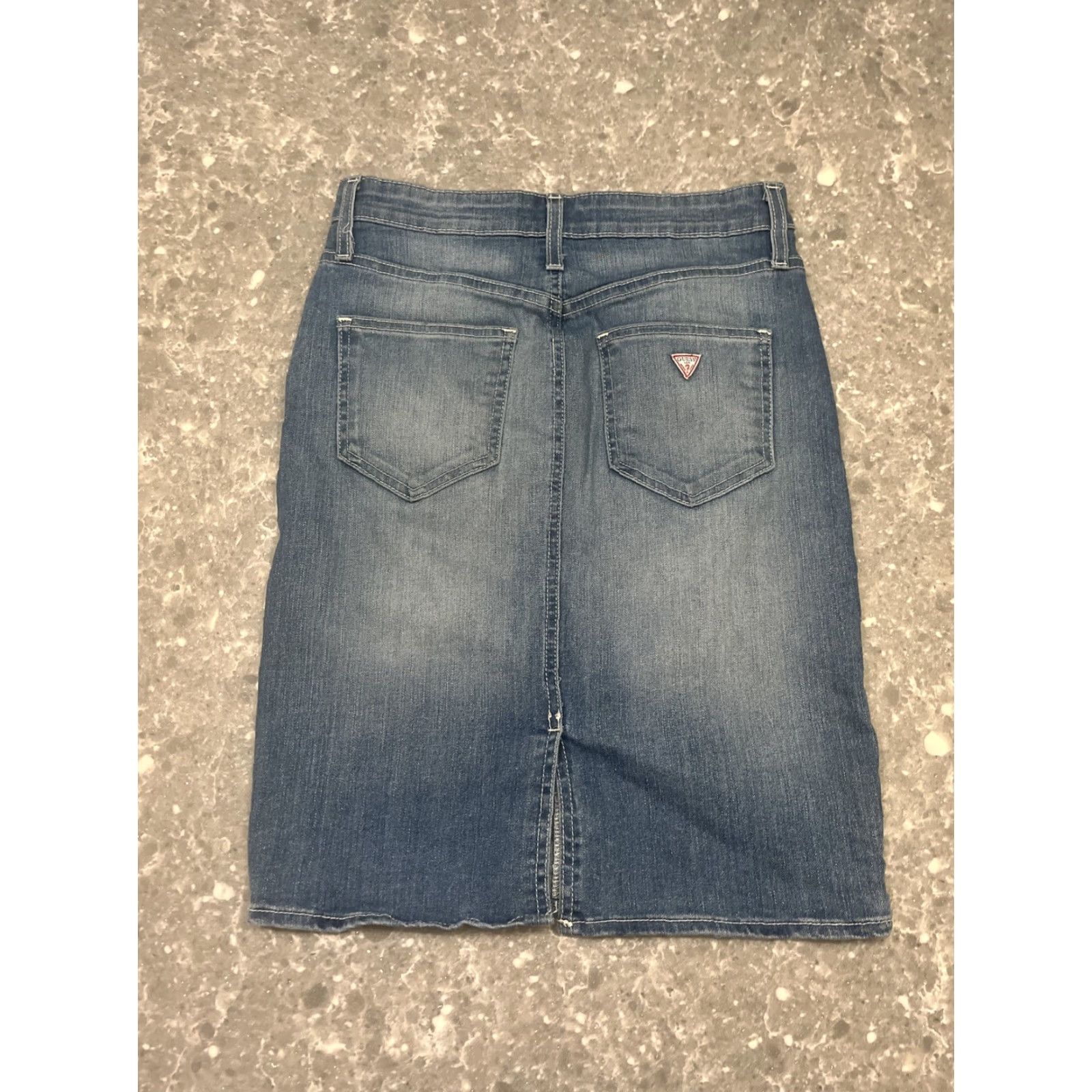 Guess VINTAGE Guess Los Angeles Women's Skirt Midi Denim Blue Pencil S Corded Button Casual Spring Summer Womens Size 28" / US 6 / IT 42 - 7 Thumbnail