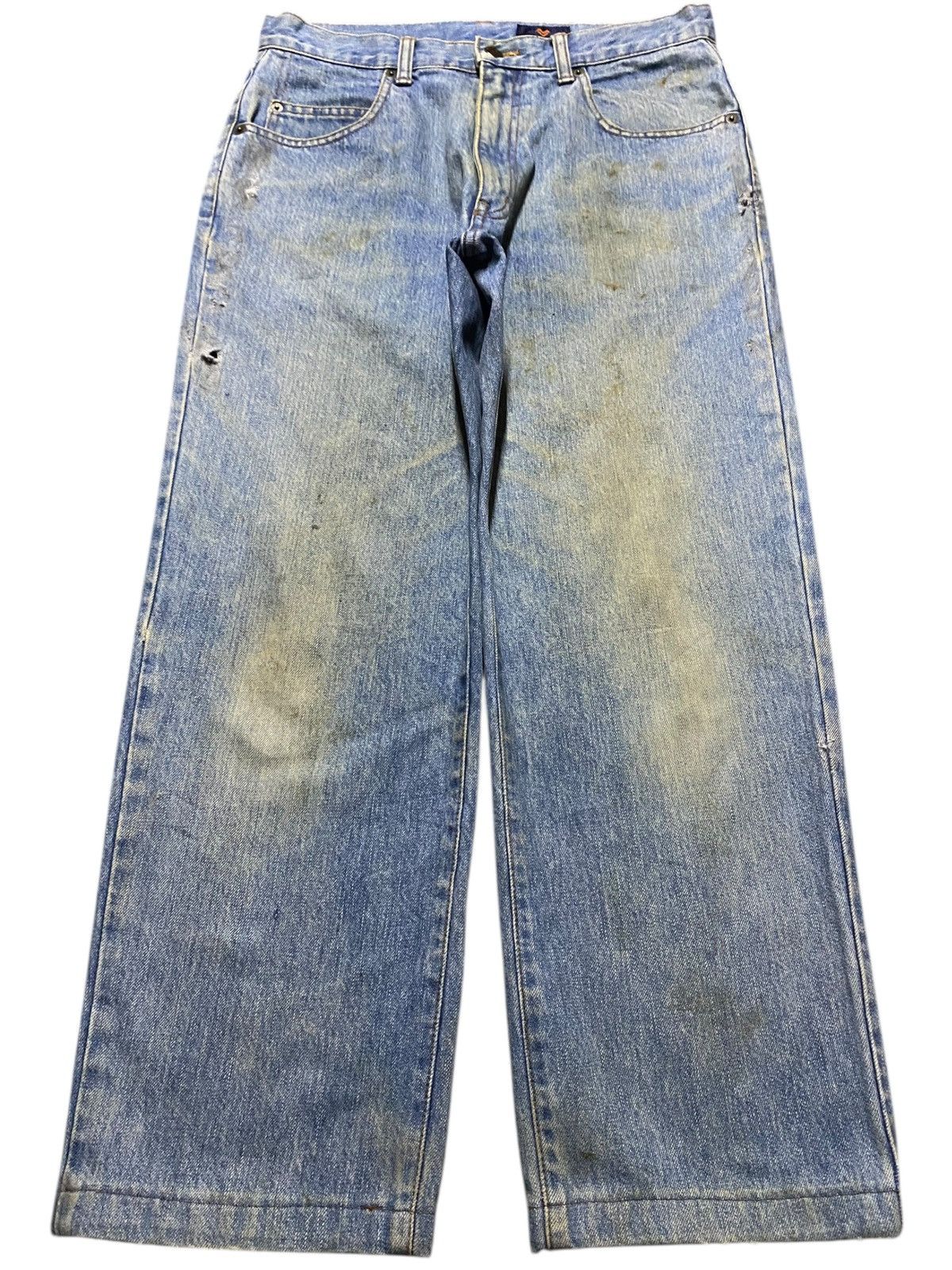 Valentino Vtg Mario Valentino Dirty Mud Wash Distressed Loose Jeans Size US 31 - 1 Thumbnail