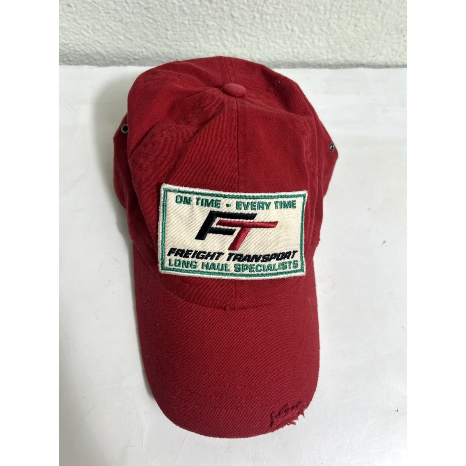 American Eagle Outfitters VINTAGE American Eagle Strapback Baseball Cap Red Distressed “freight Transport” Size ONE SIZE - 6 Thumbnail