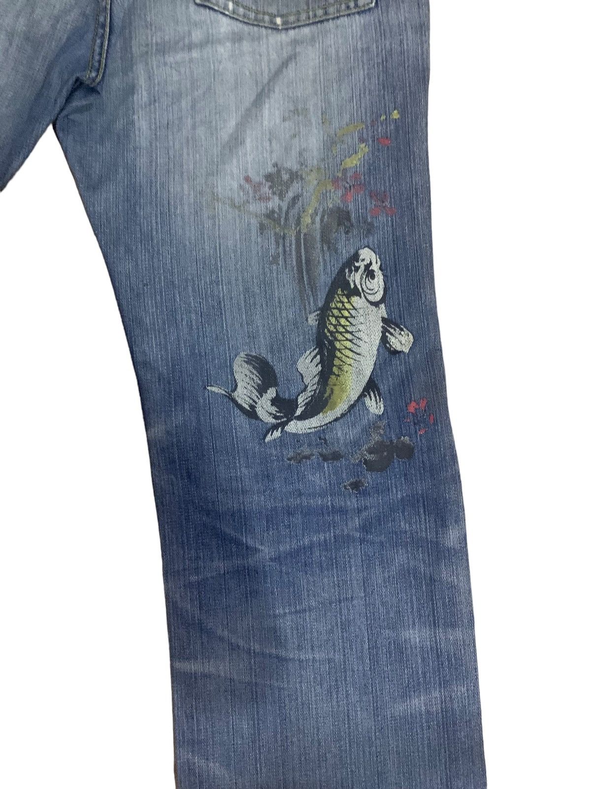 Kings Of Indigo × Takeo Kikuchi 💸Accept Offer💸 Takeo Kikuchi KOI Print Jeans Size US 30 / EU 46 - 10 Thumbnail