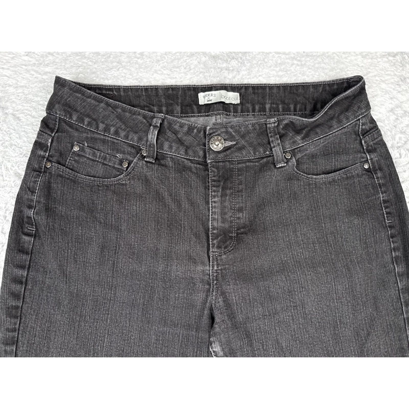 Lee Riders by Lee Jeans Womens 14P Gray Bootcut 34x28 Mid Rise Denim Stretch 5-Pocket Zipper Button Size 36" / US 14 / IT 50 - 4 Thumbnail