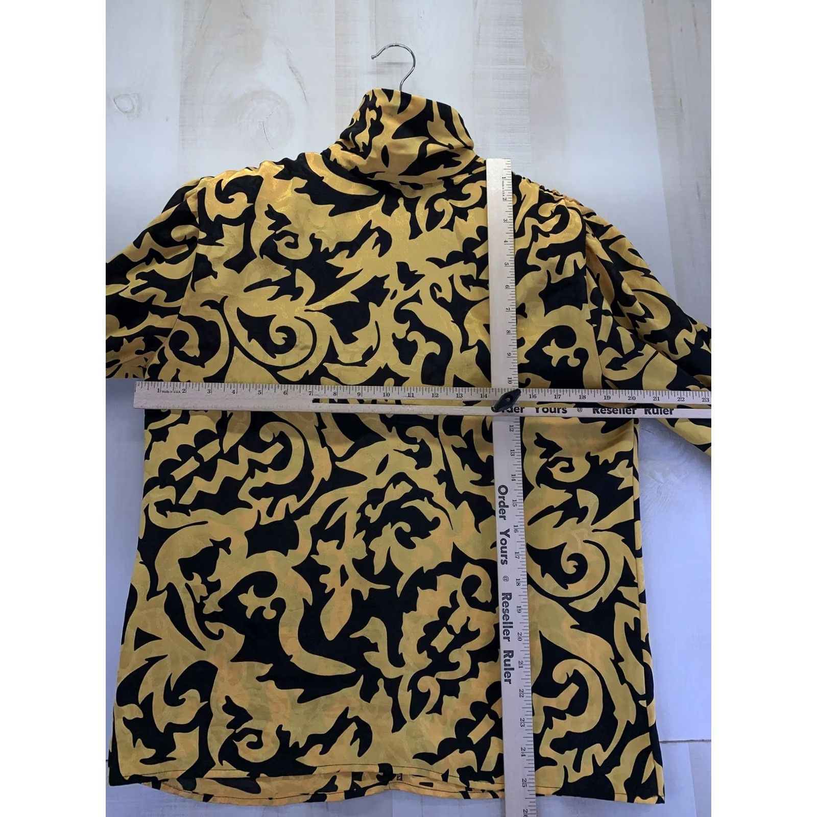 Anne Klein VINTAGE Ann Klein For New Concepts Gold/Black High Neck Blouse Top Sz 6 Womens Blouse Gold Black 1980s Size M / US 6-8 / IT 42-44 - 2 Thumbnail