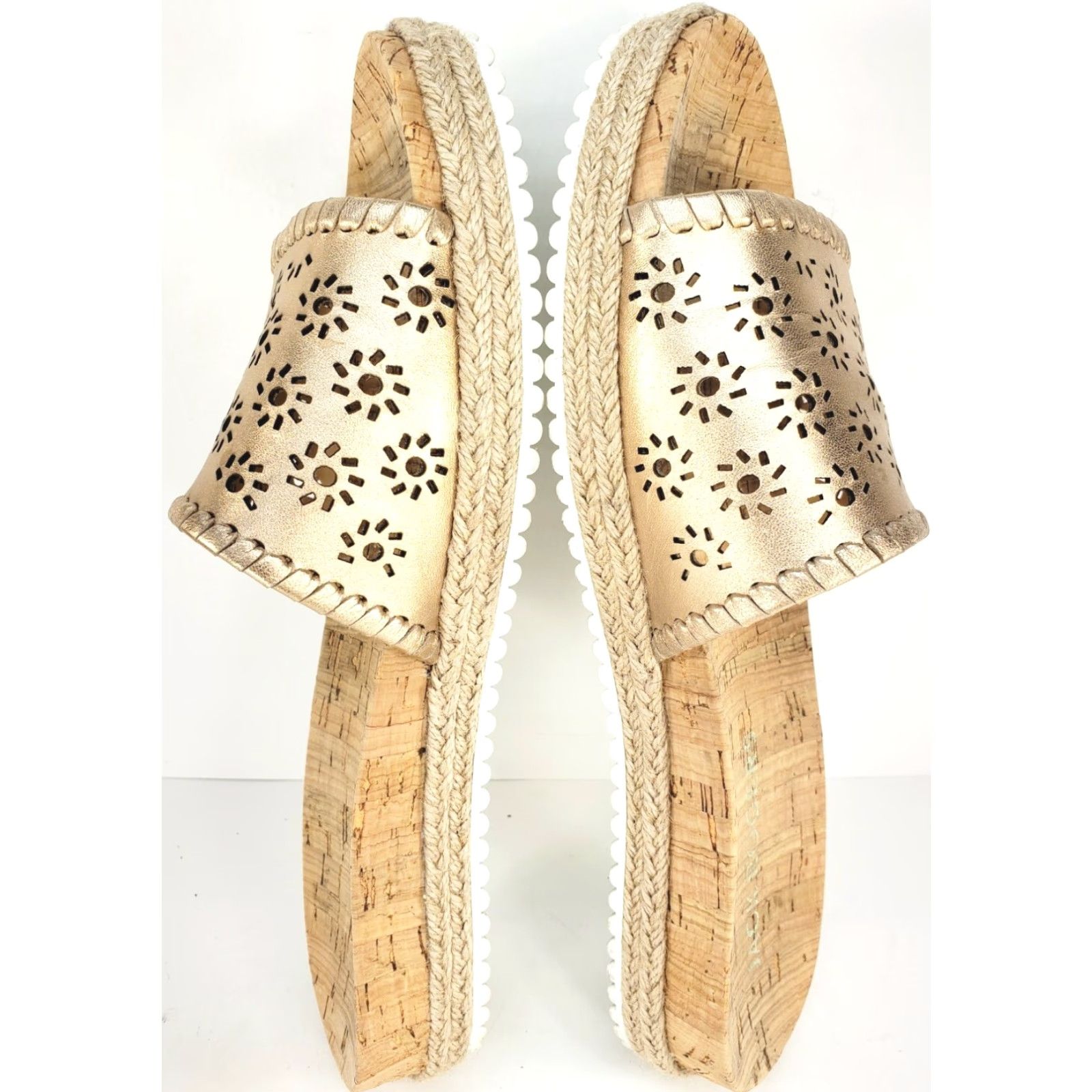 Jack Rogers Jack Rogers Women's 9M Metallic Floral Perforated Espadrille Cork Slide Sandal Size US 9 / IT 39 - 7 Thumbnail