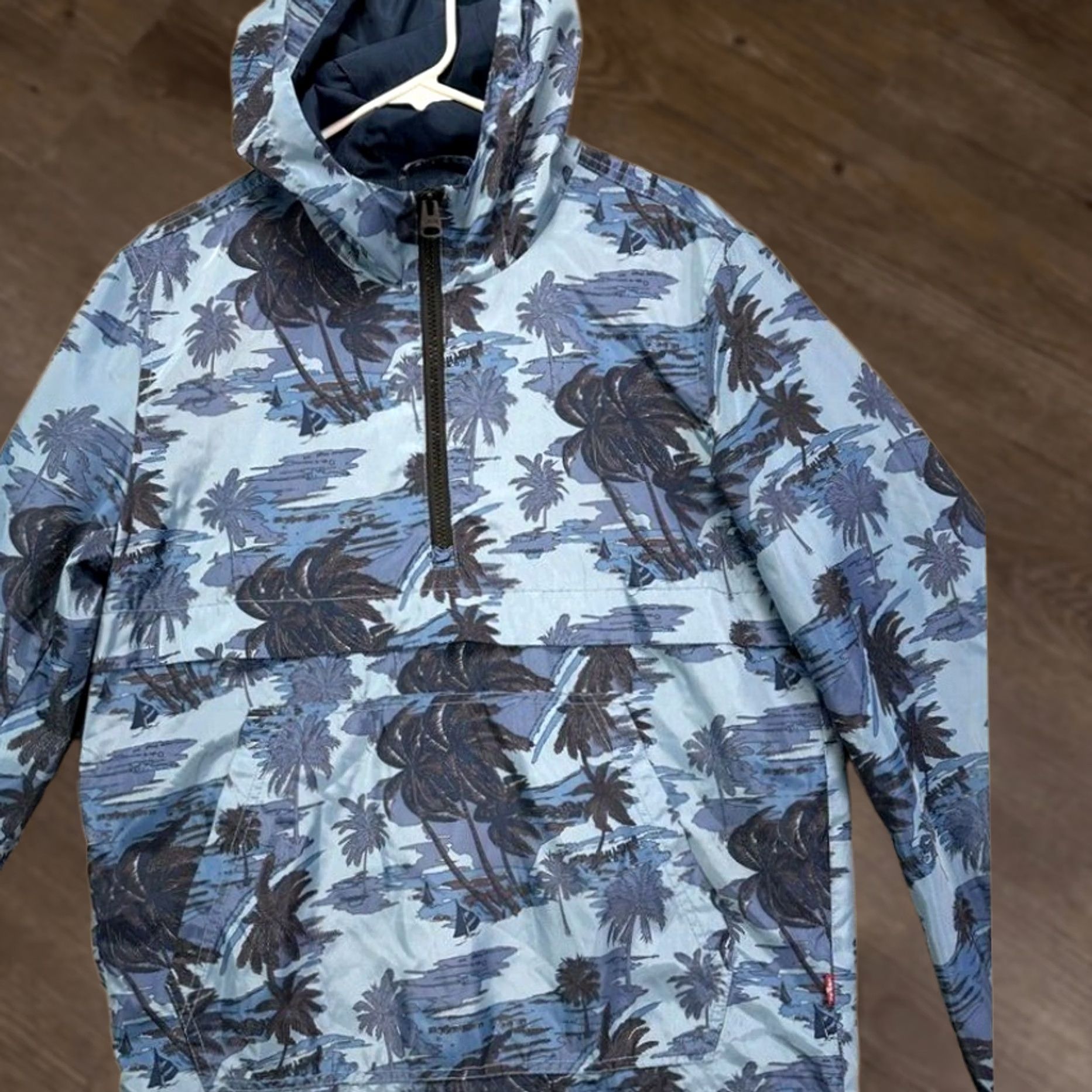 Vintage VINTAGE Levi Hoodie Pullover Jacket Mens Small Print Anorak Tropical Palm Tree Print Size US S / EU 44-46 / 1 - 1 Thumbnail