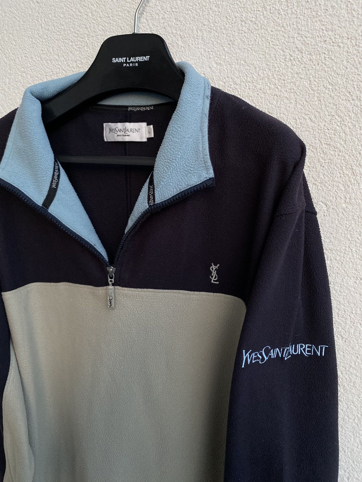 Fleece YSL Sweatshirt 1/4 Zip Beige YSL Sweater