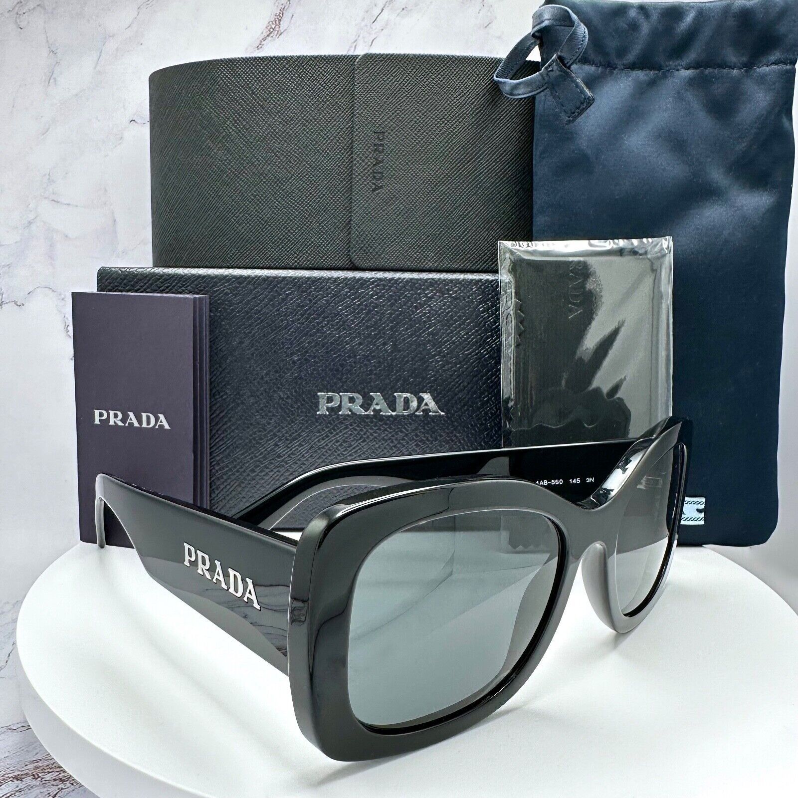 New PRADA Sunglasses Black Oversized Square Letter Logo