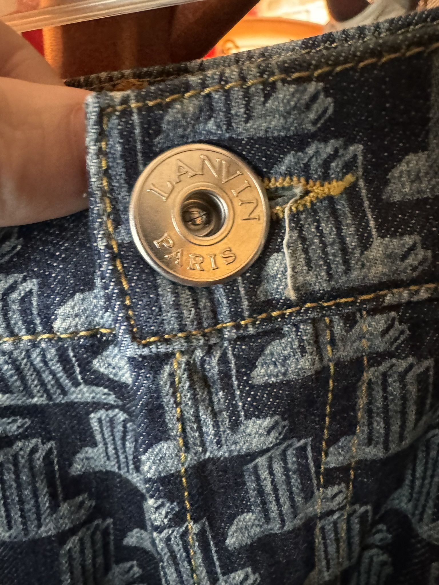 Lanvin $1025 LANVIN All-Over Monogram DENIM JEANS (sz 34) Size US 34 / EU 50 - 6 Thumbnail