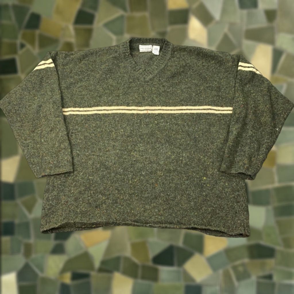 Vintage VINTAGE Arizona Sweater Mens Large Gray Striped V-Neck Long Sleeve Wool Blend Preppy Y2K Size US L / EU 52-54 / 3 - 1 Thumbnail