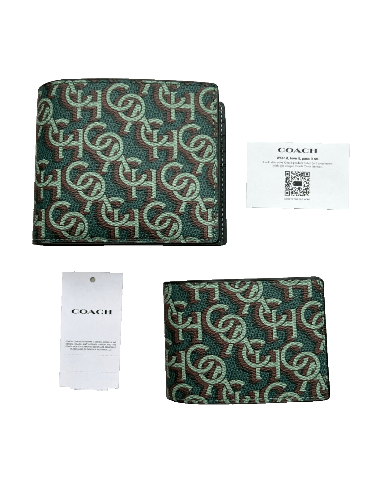 image of Coach 3-In-1 Wallet Coated Canvas Monogram Amazon Green, Men's