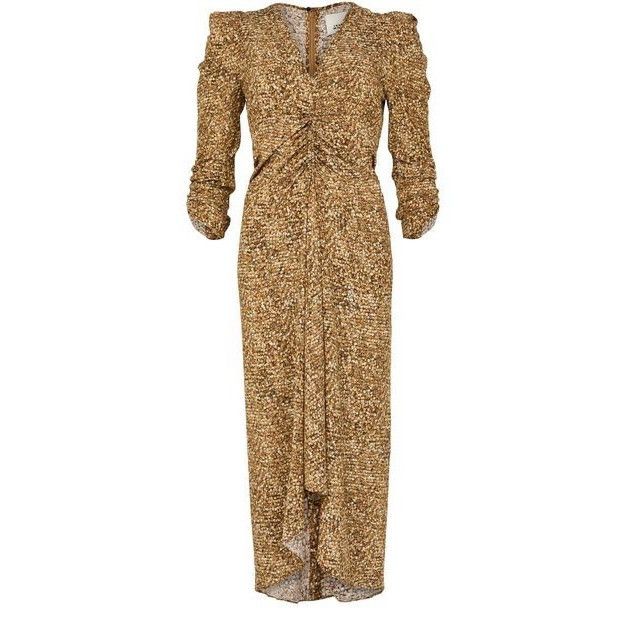 ISABEL MARANT Albini Flower Yellow Silk Midi Dress New & Aut