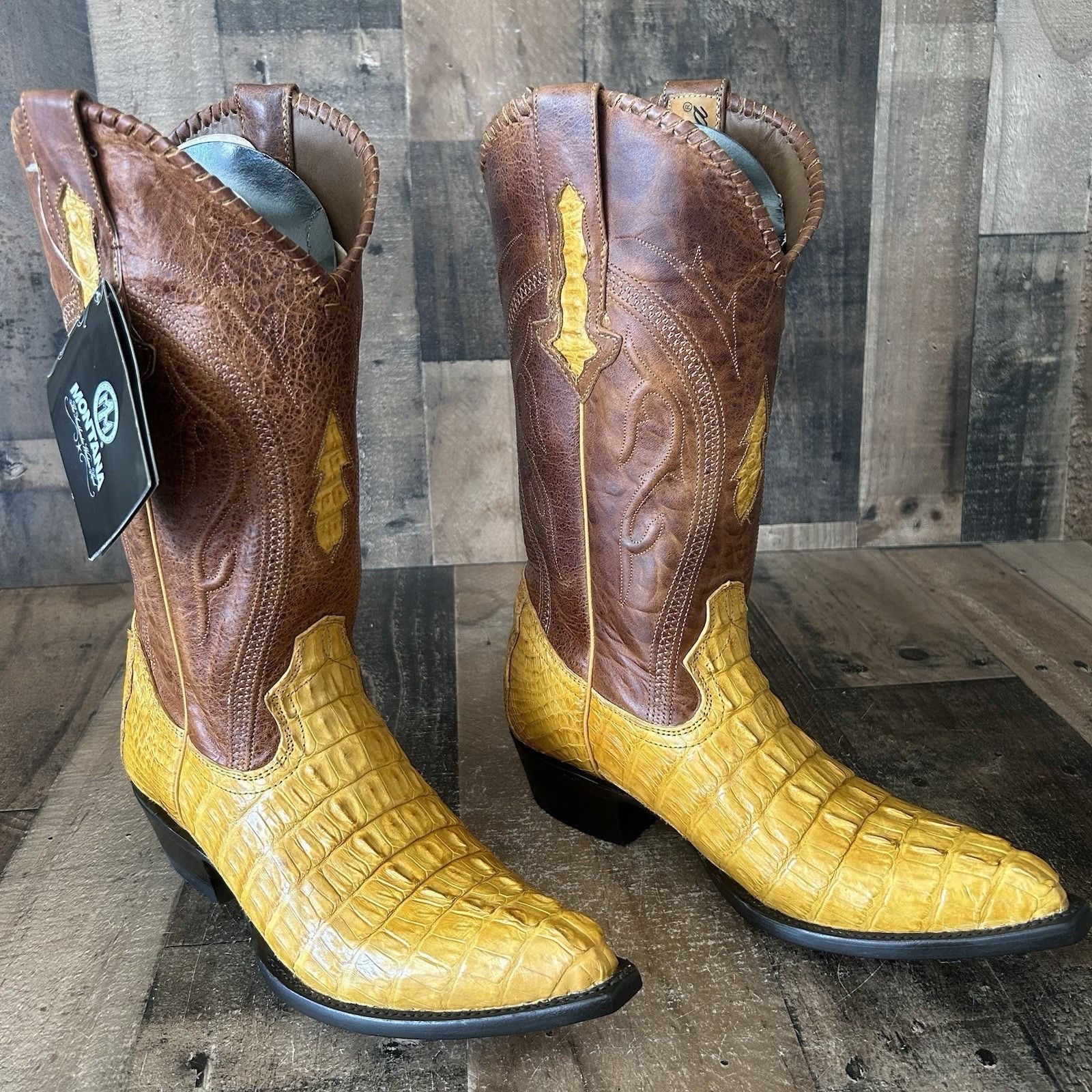 Vintage Montana Caiman Tail Western Cowboy Boots Mens 9 E Size US 9 / EU 42 - 1 Thumbnail